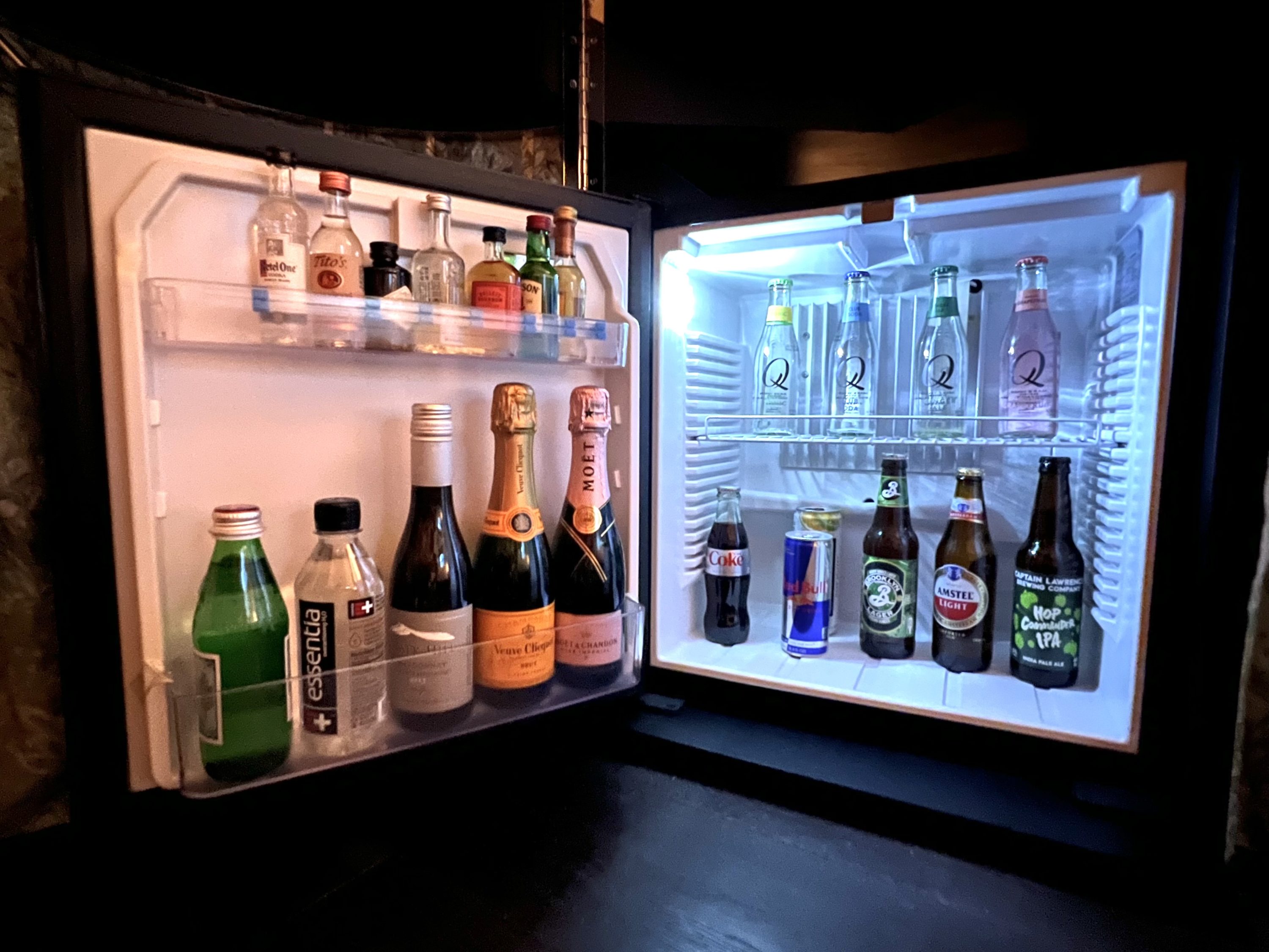 The Beekman bedroom minibar fridge