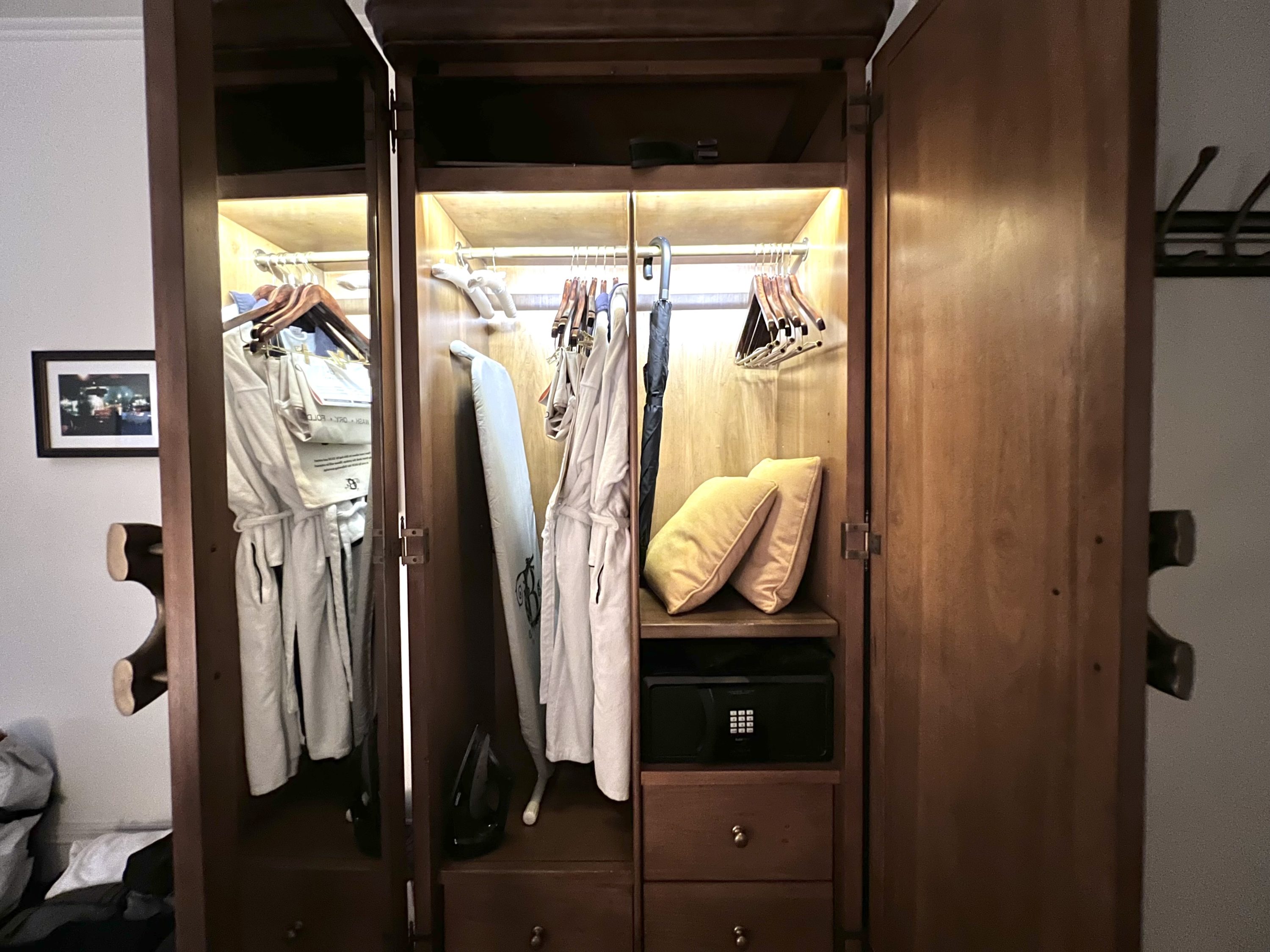 The Beekman bedroom wardrobe open