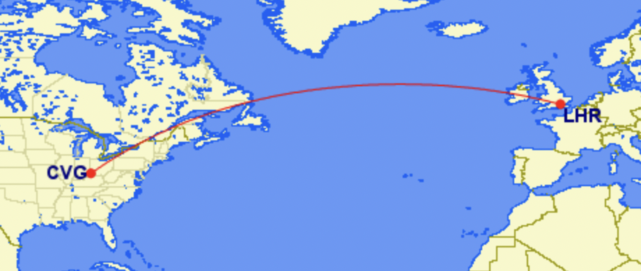The new British Airways route from London Heathrow to Cincinnati The new British Airways route from London Heathrow to Cincinnati