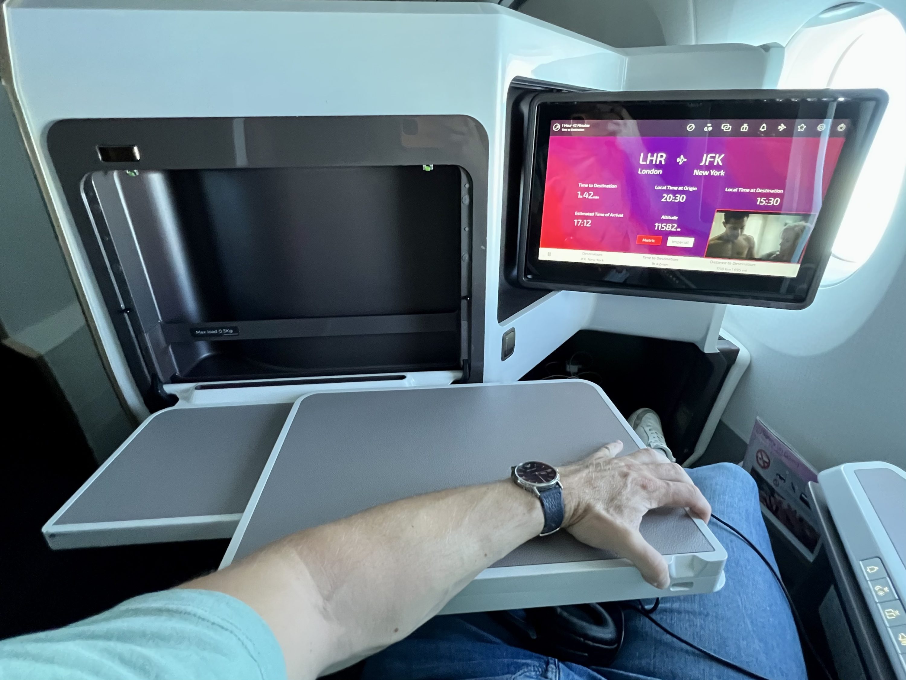 Virgin Atlantic A350 Upper Suite tray table sliding
