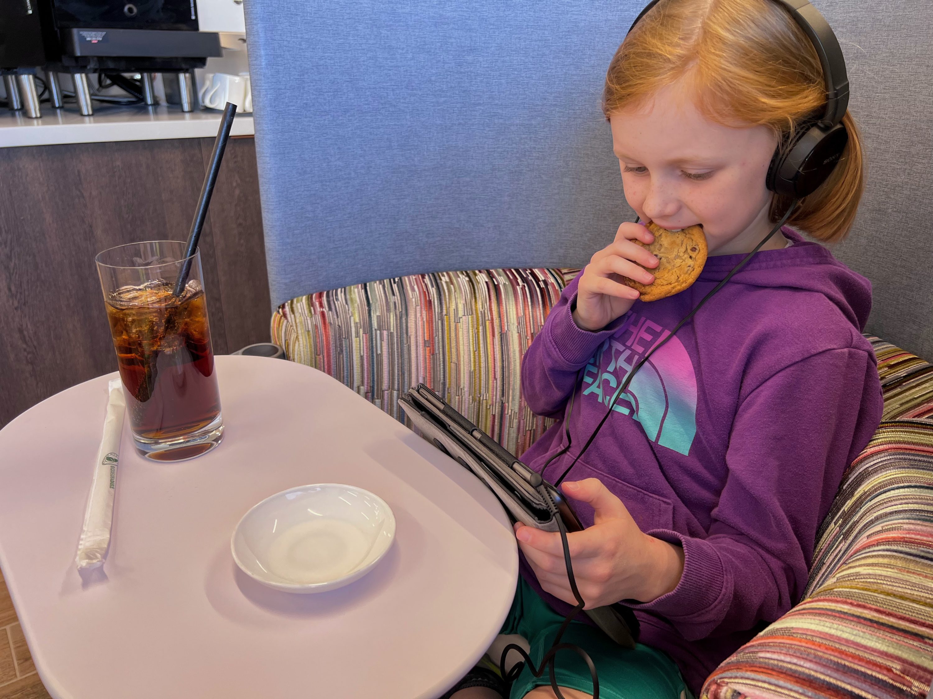 Ellie eating at the Escape Lounge Columbus
