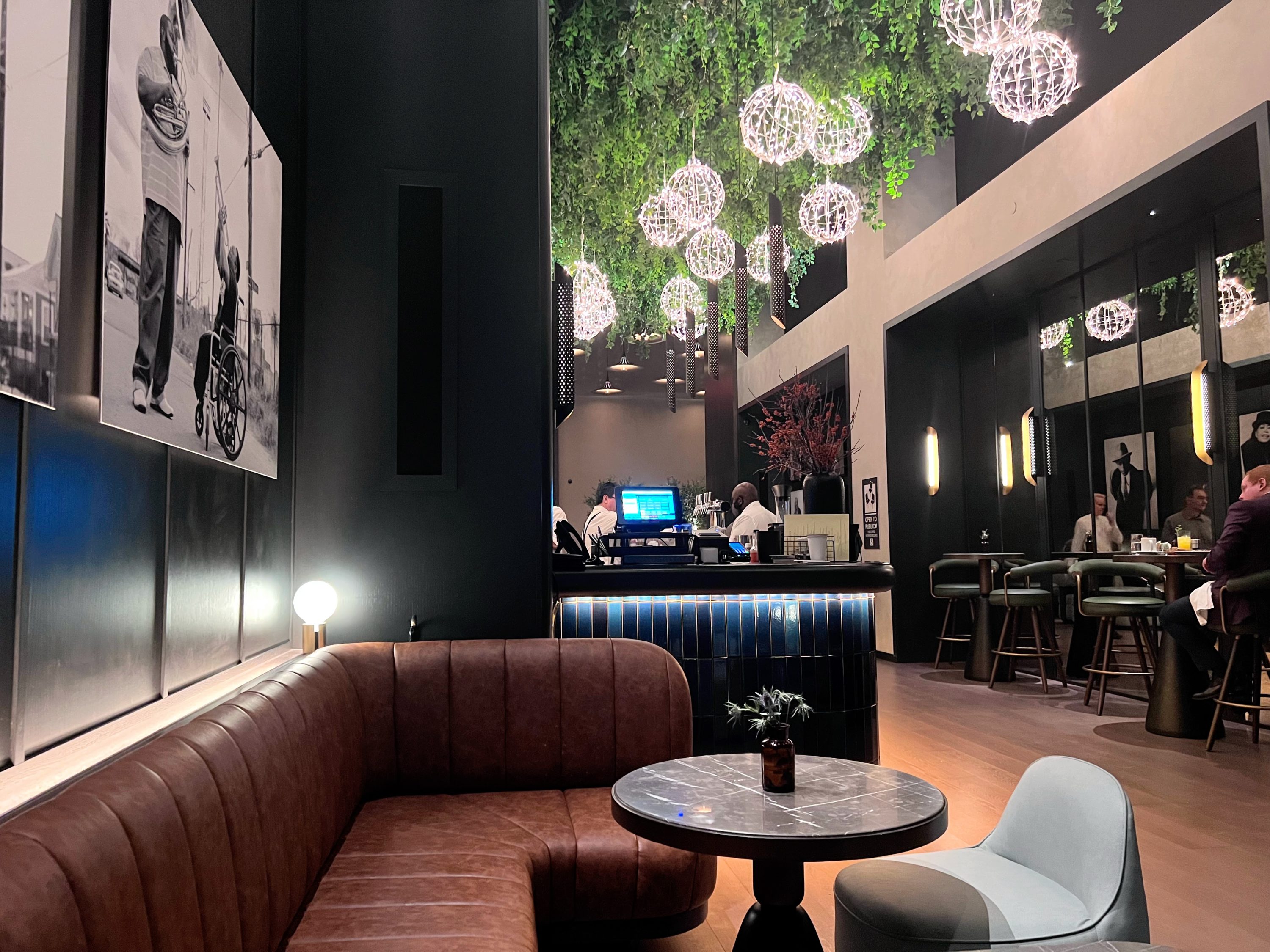 Seating and bar at Parkers Restaurant at Thompon Central Park New York