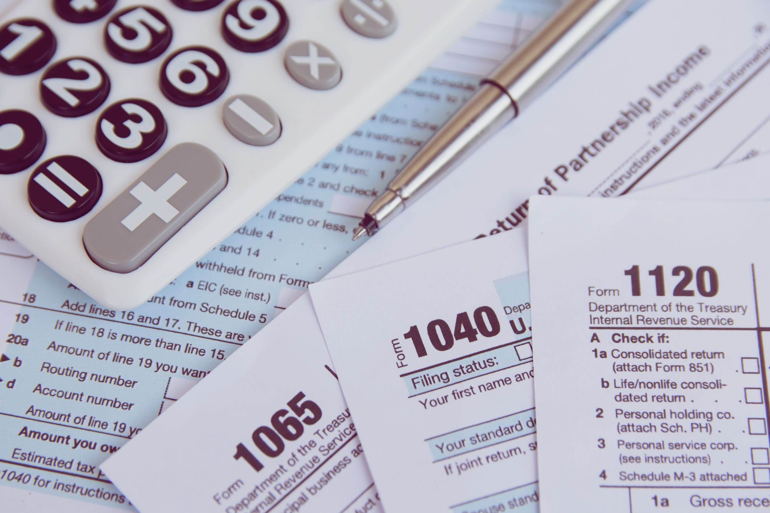 Calculator on tax forms