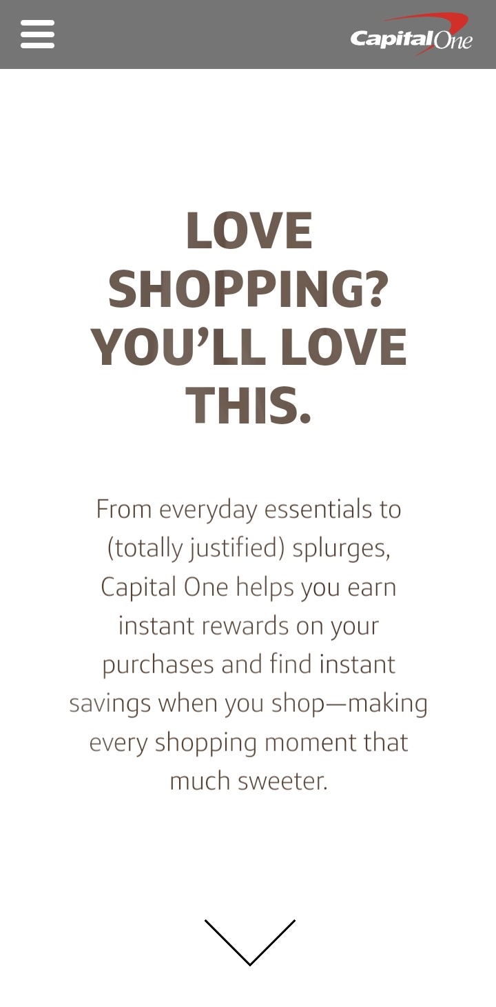Capital One Goals QR code landing page for the shopping pin