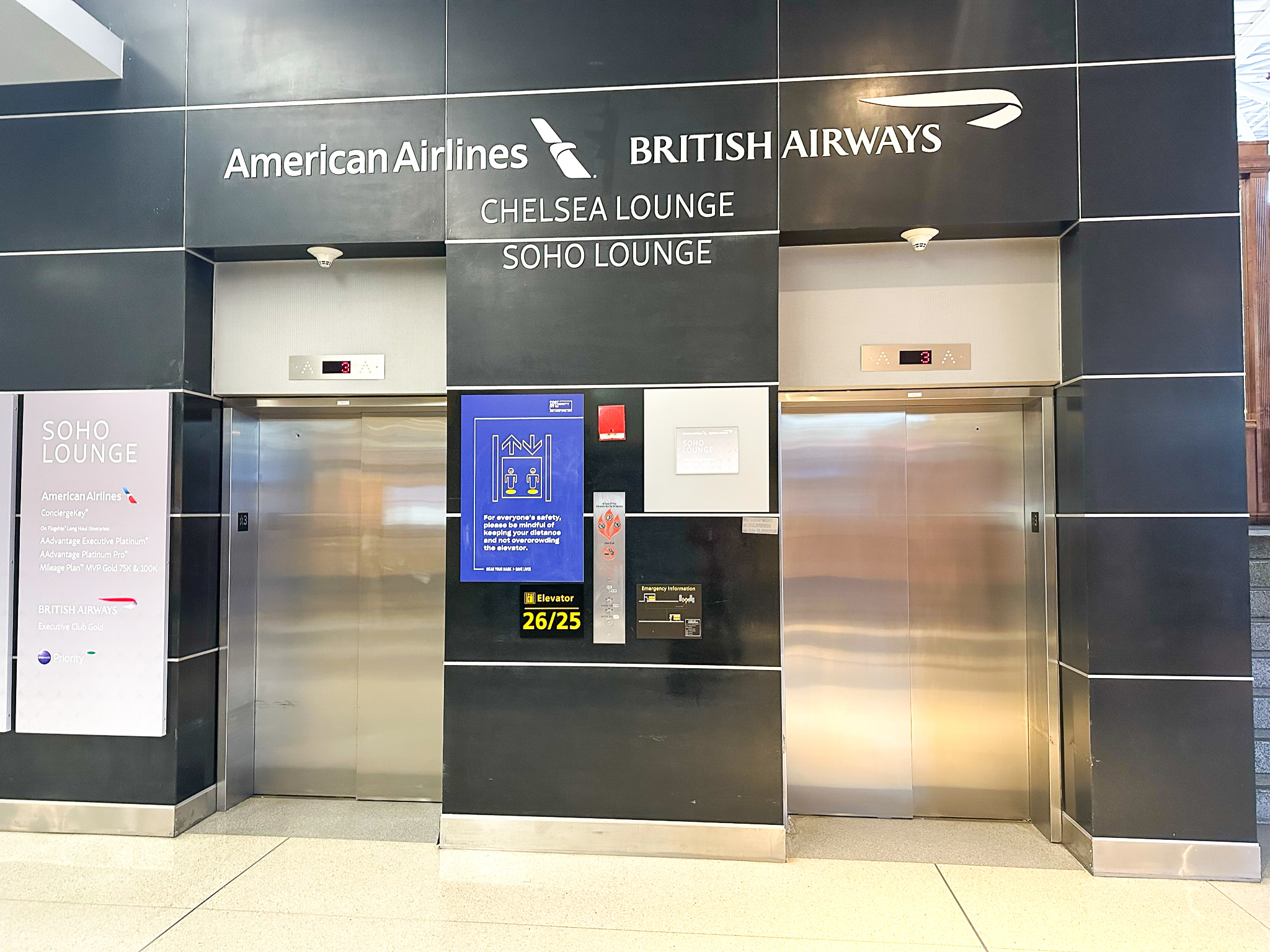 Chelsea Soho AA BA signs at JFK
