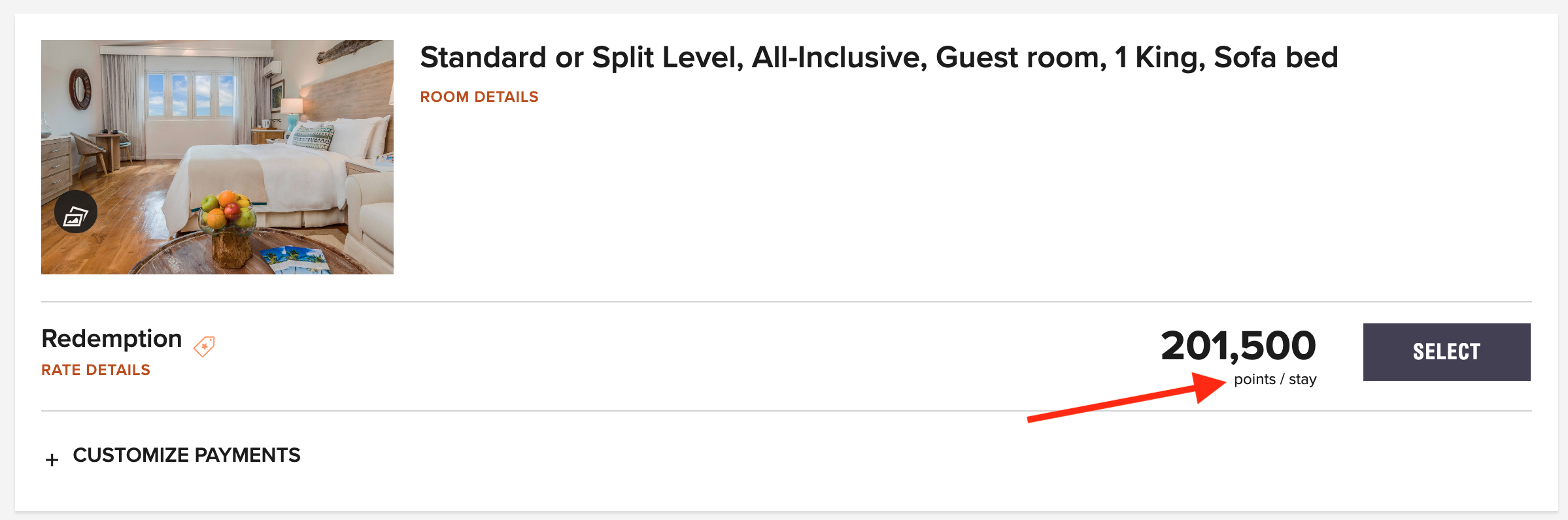 Cost of All inclusive Marriott resort in points