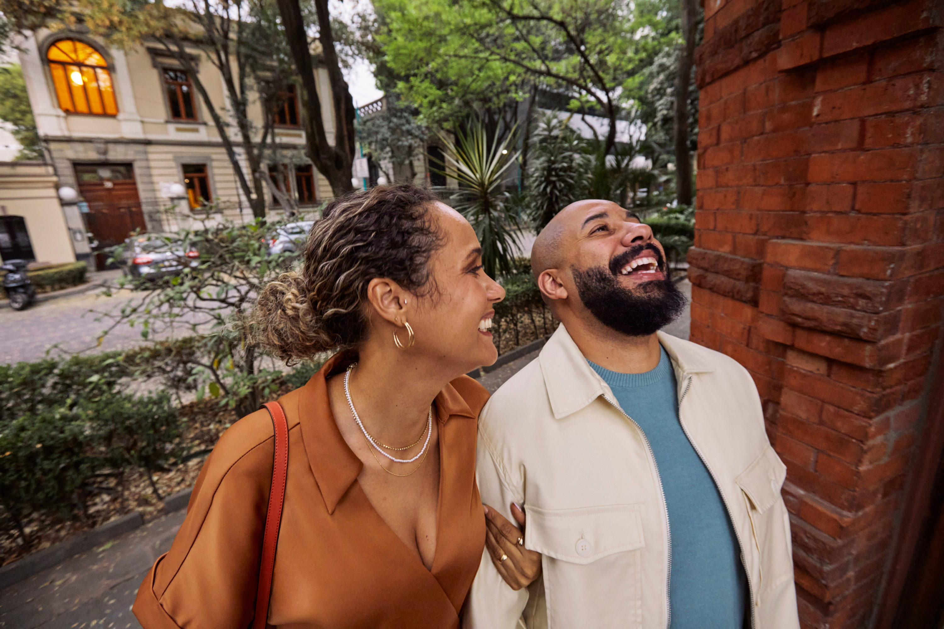 Couple laughing on vacation