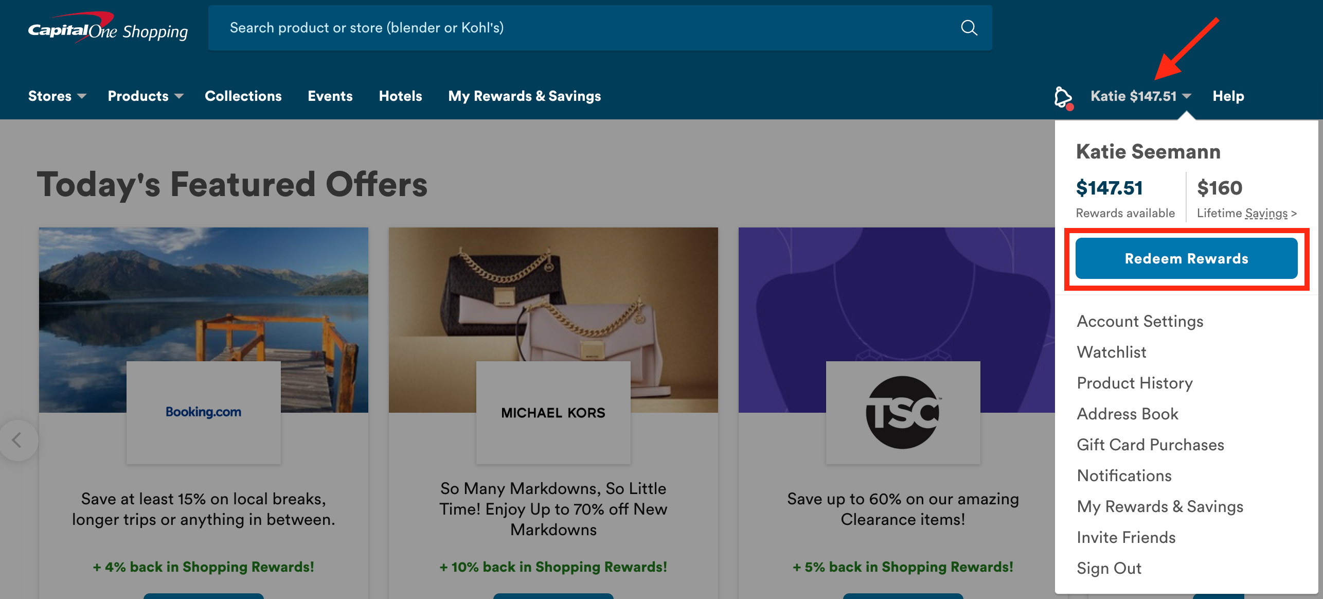How to redeem Capital One Shopping Rewards