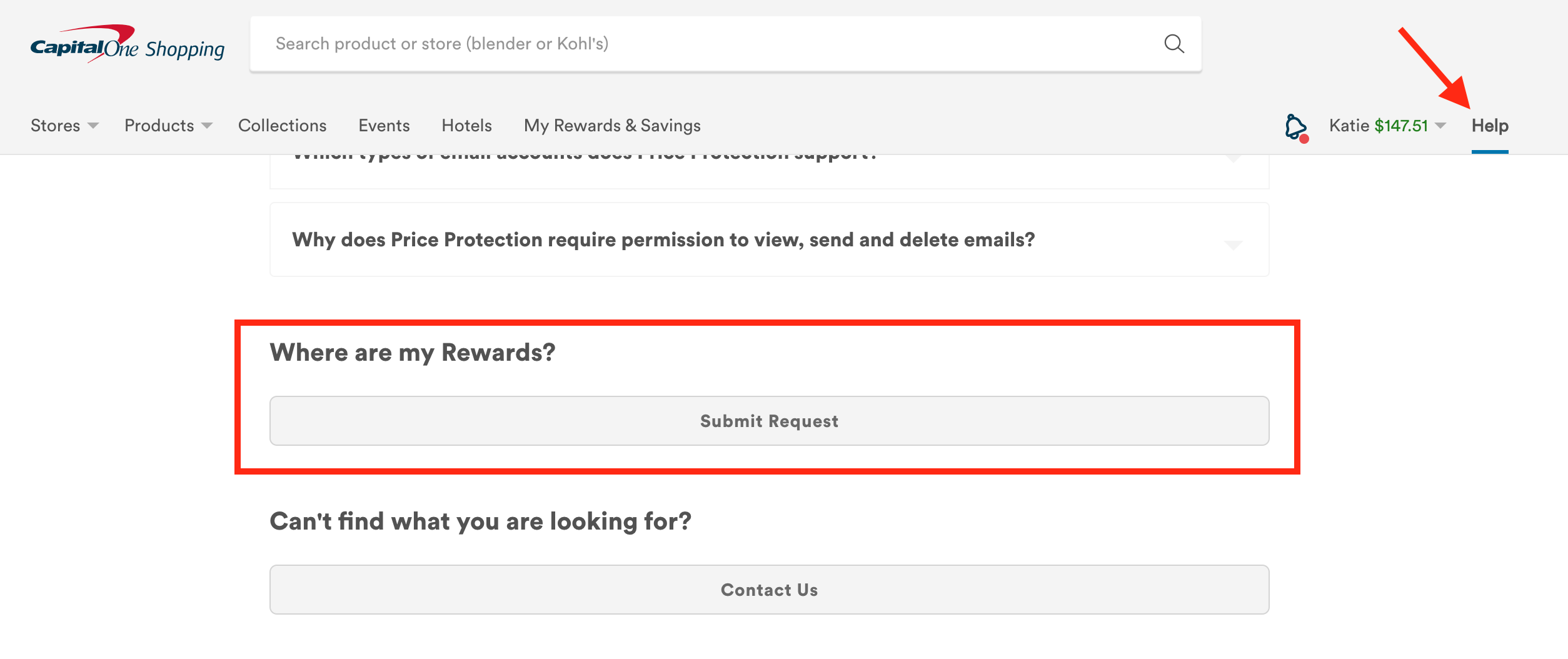 How to request missing rewards on Capital One Shopping