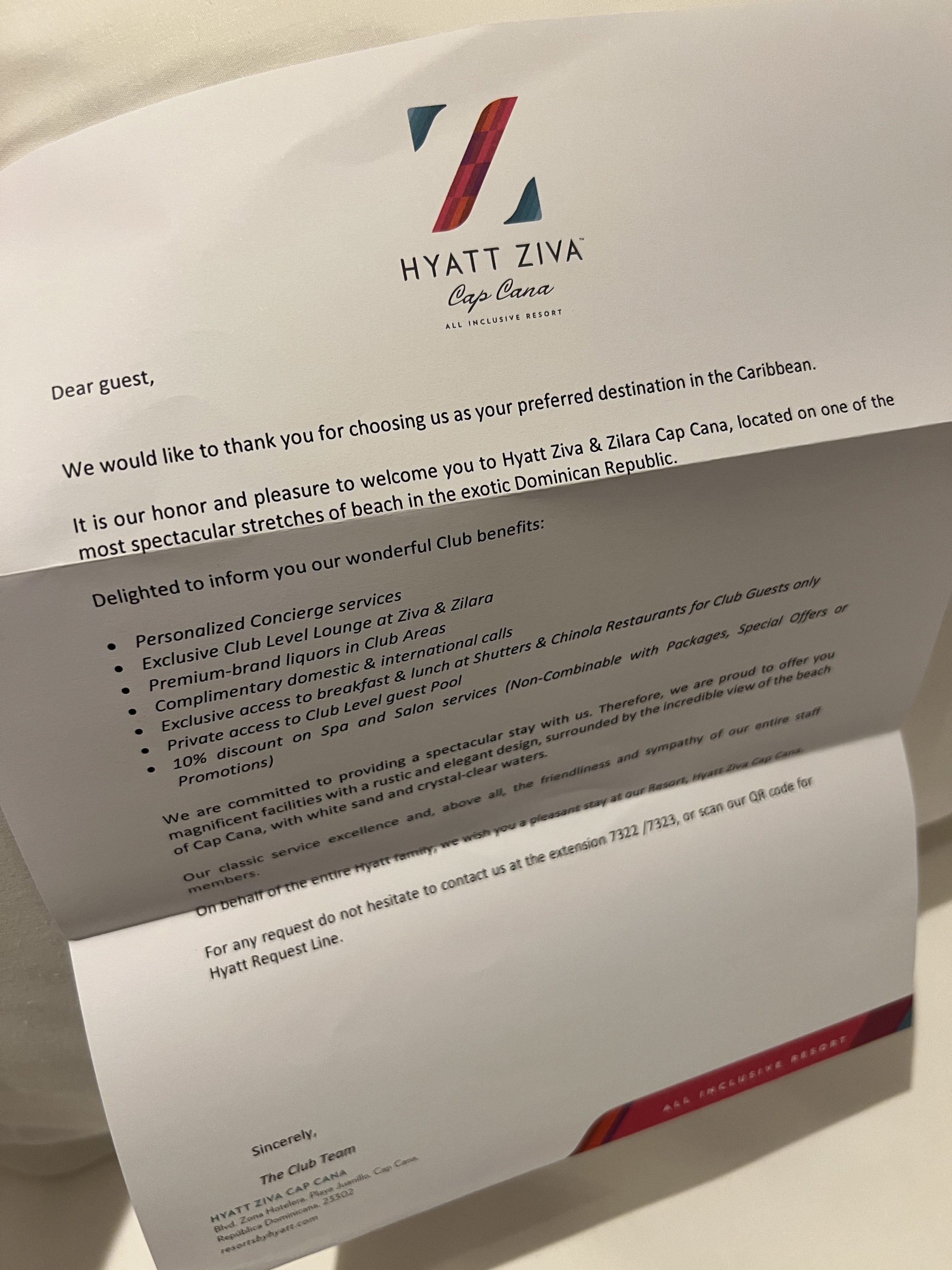 Hyatt Ziva Cap Cana Club level guest benefits