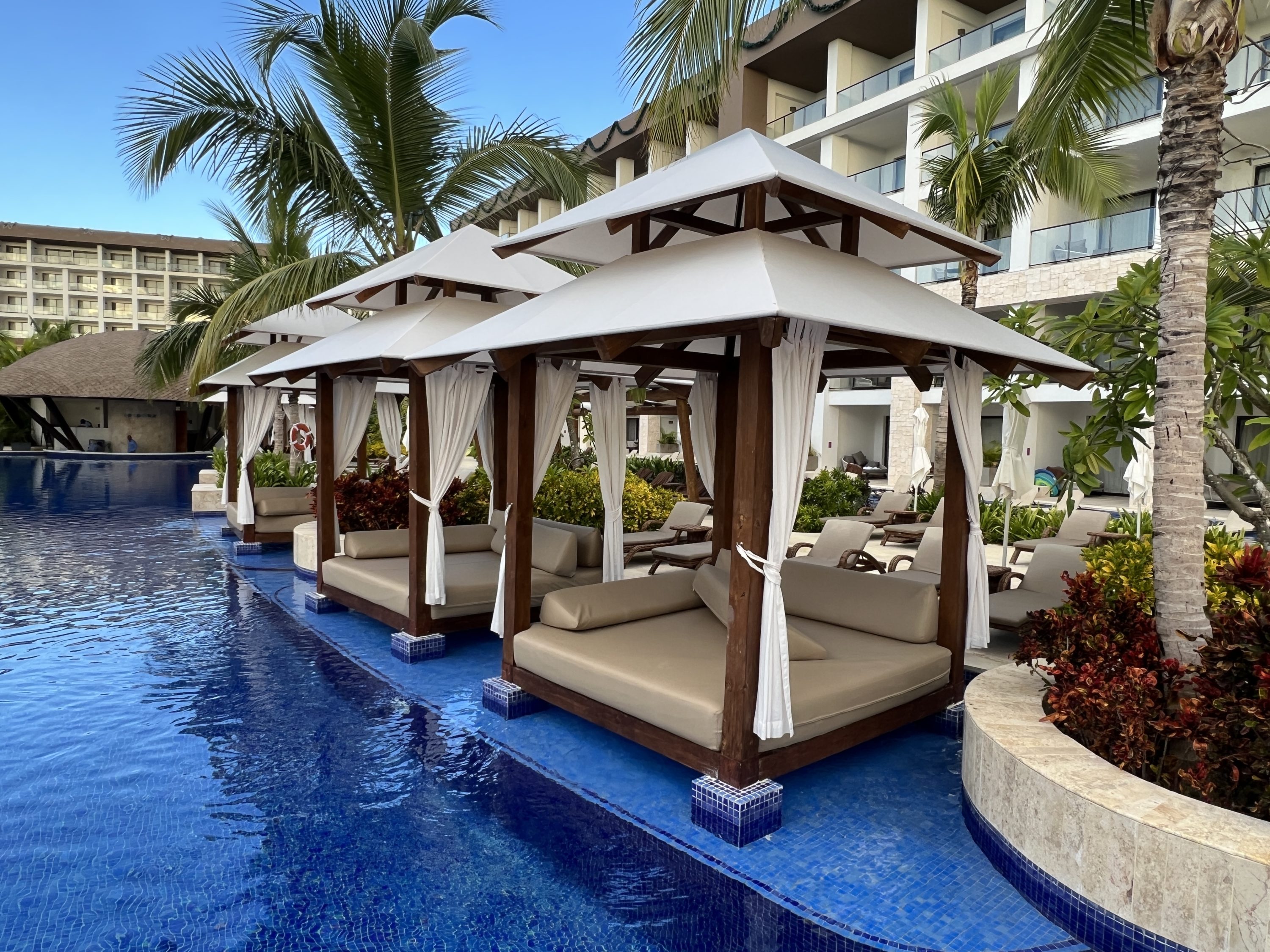Hyatt Ziva Cap Cana poolside cabanas.