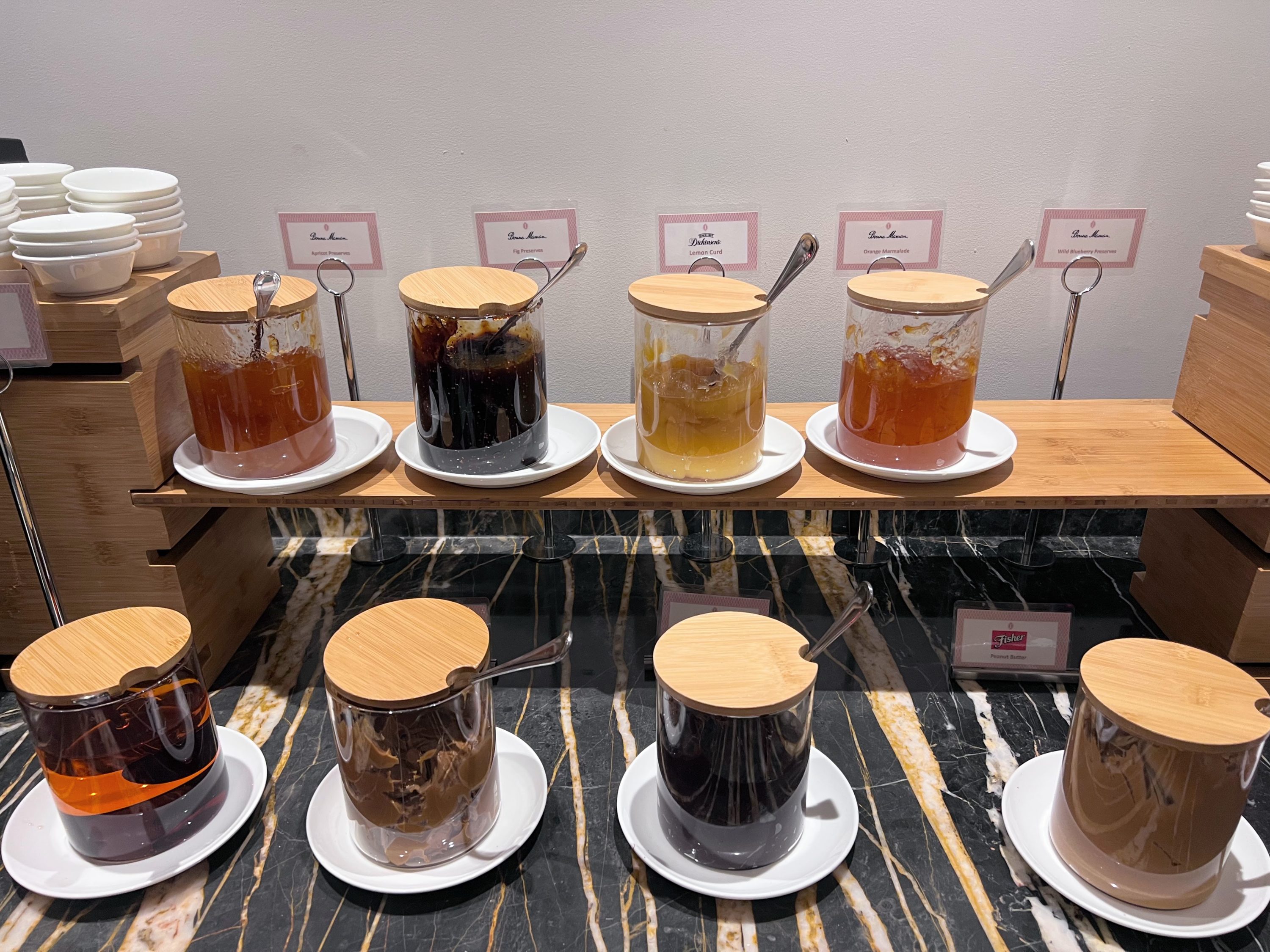 InterContinental New York Barclay breakfast buffet condiments