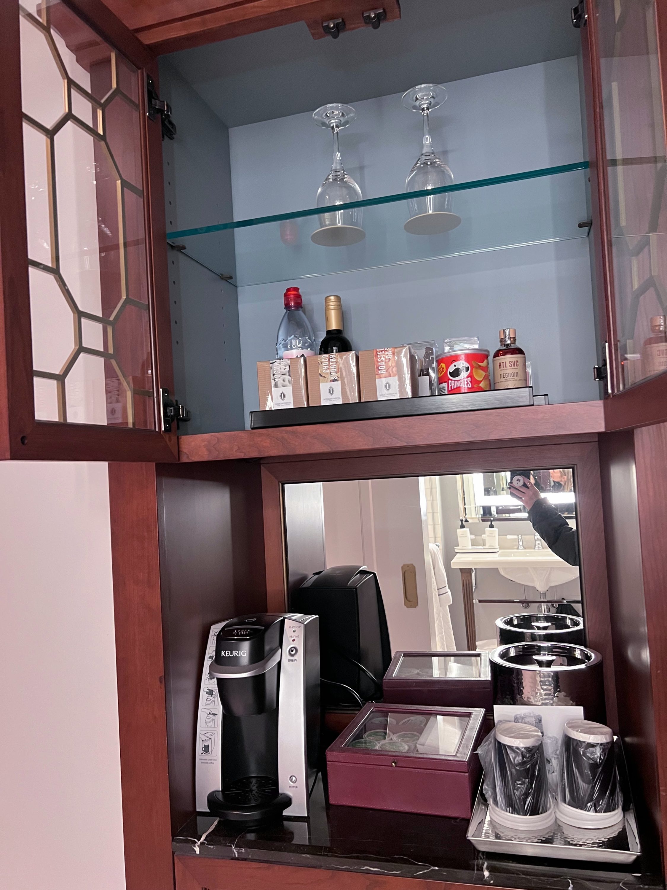 Intercontinental New York Barclay built-in minibar area