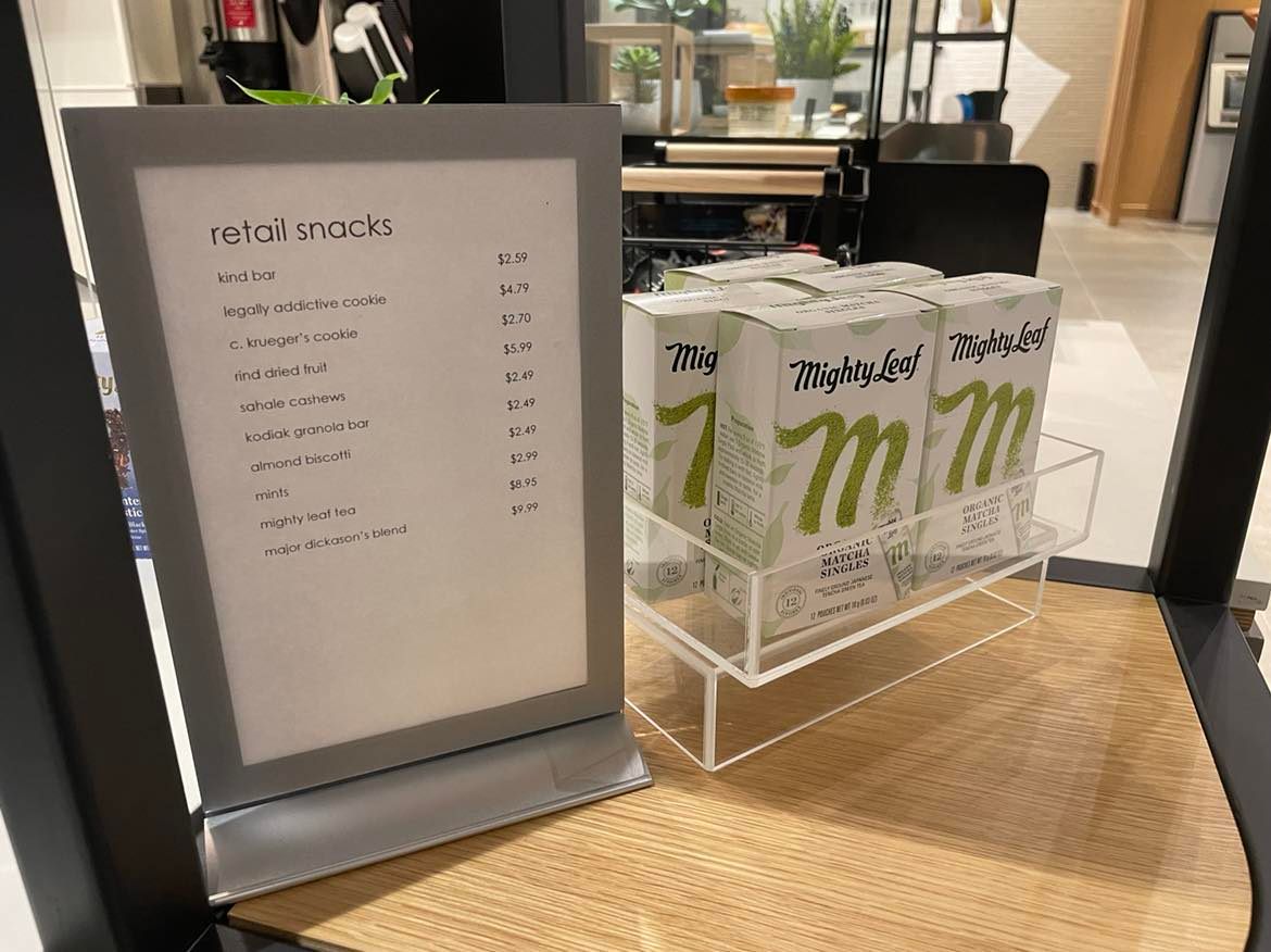 Packaged snack pricing at the Houston Galleria Capital One Café