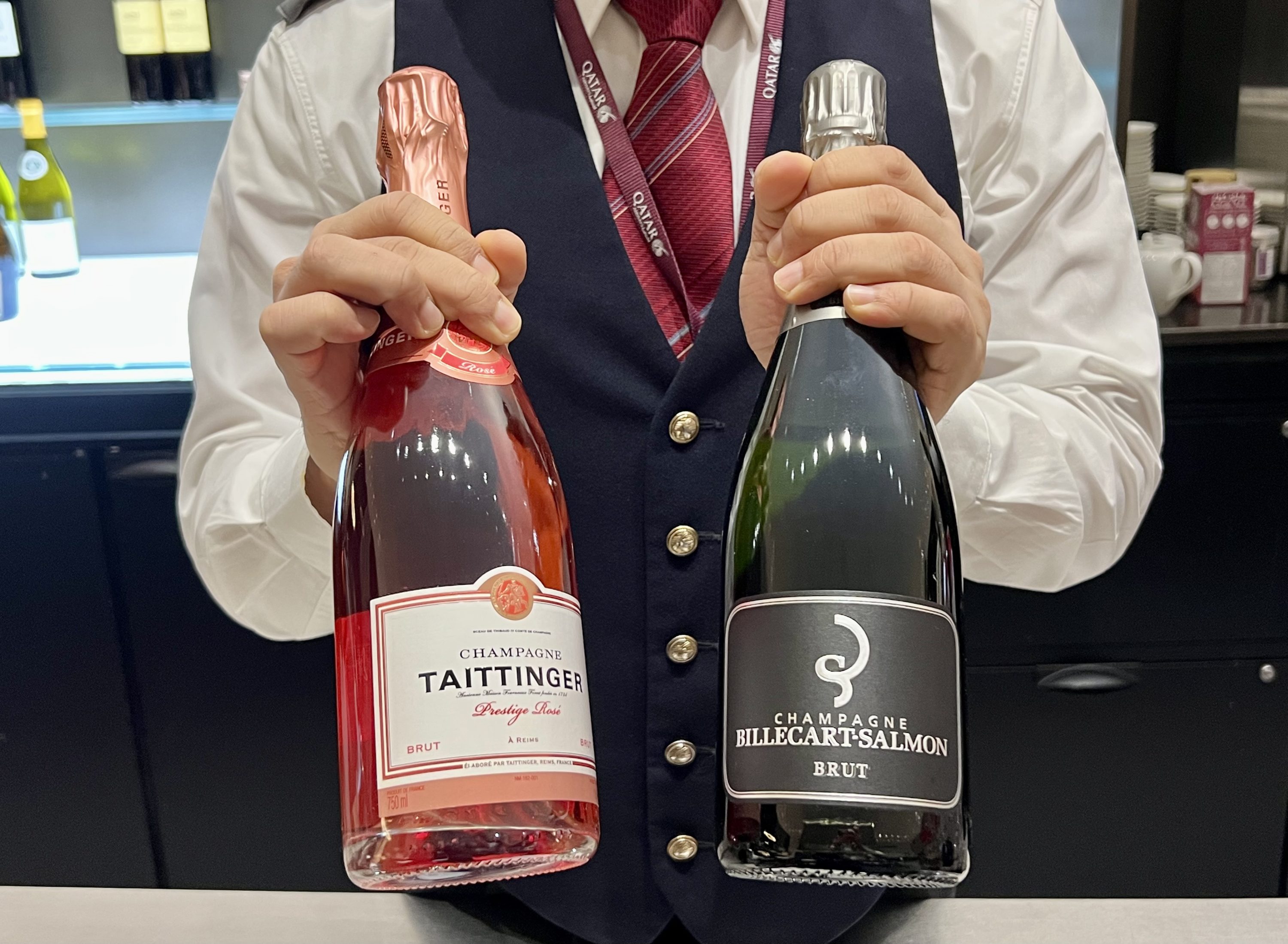 Qatar Airways Airbus A380 first class Al Safwa Lounge bubbles