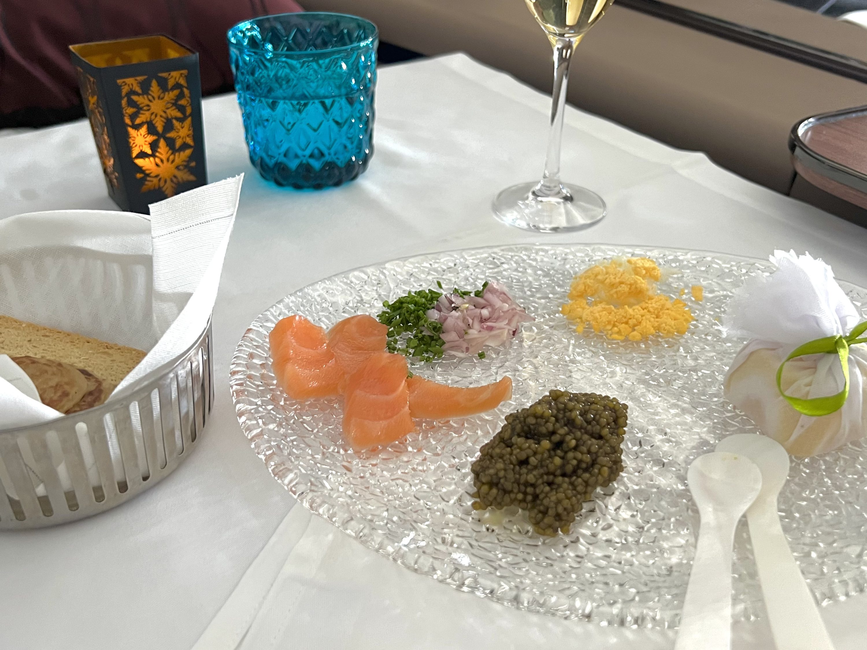Qatar Airways Airbus A380 first class FB caviar