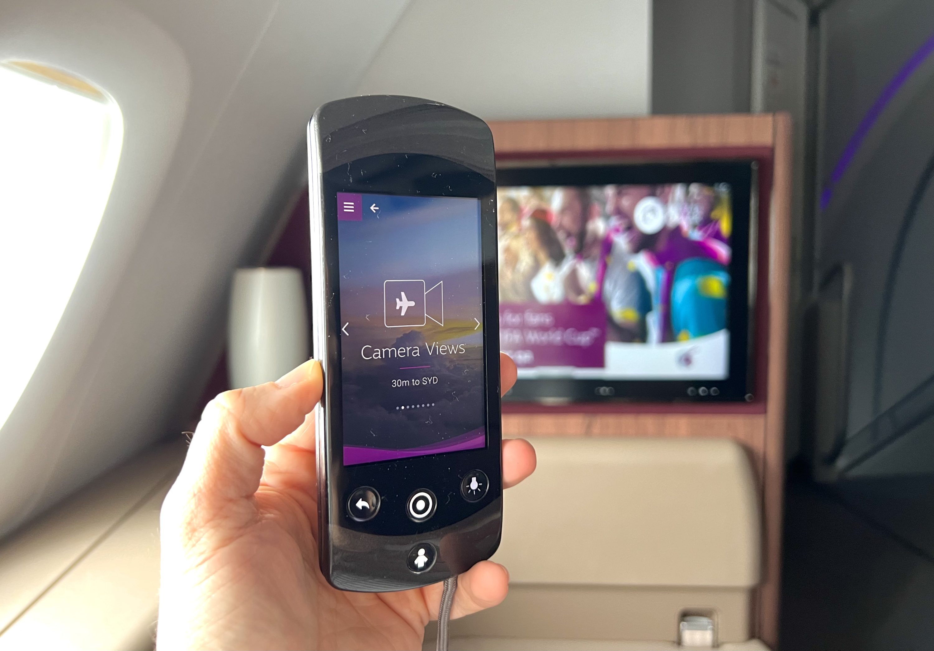 Qatar Airways Airbus A380 first class IFE camera views