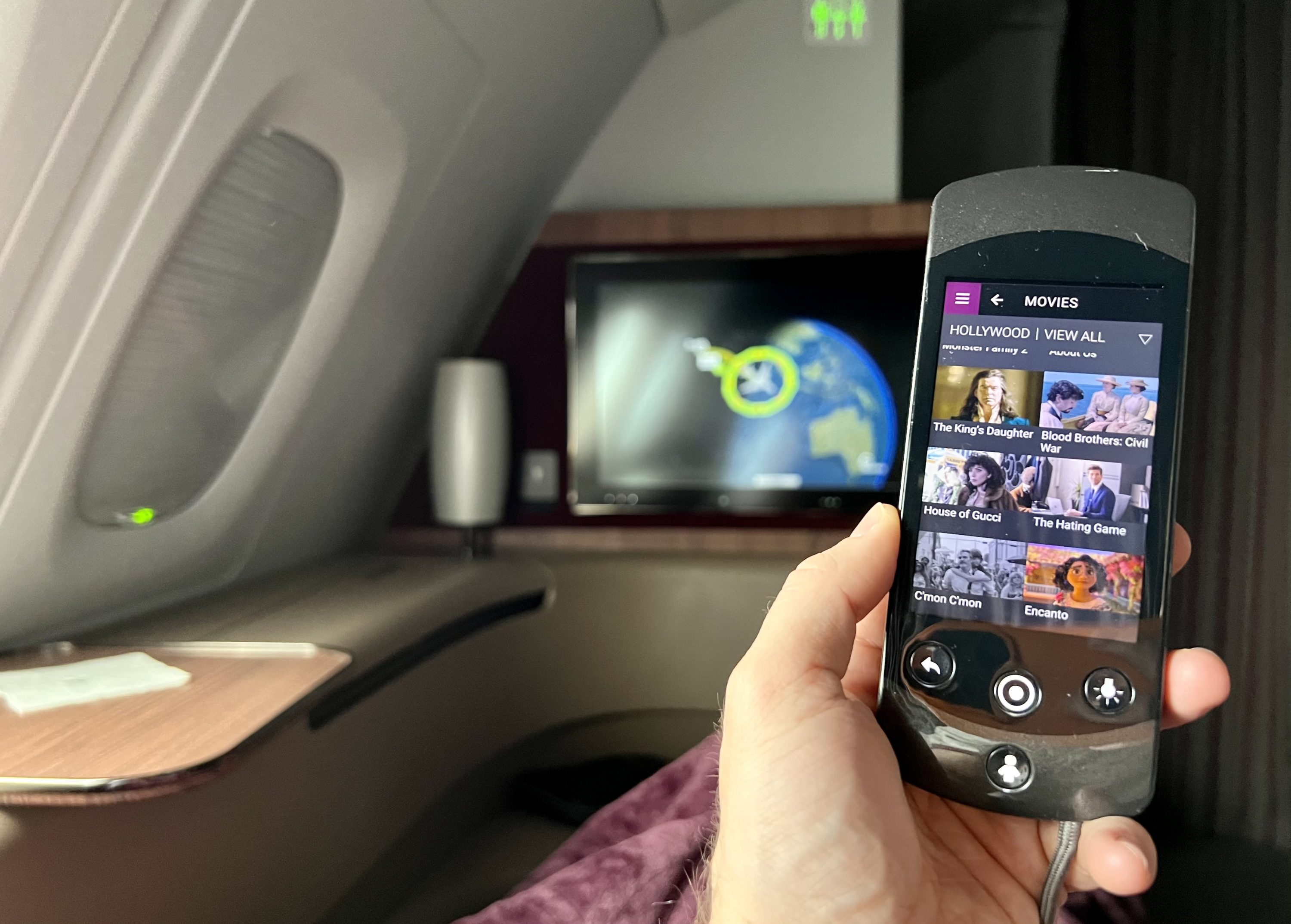 Qatar Airways Airbus A380 first class IFE remote