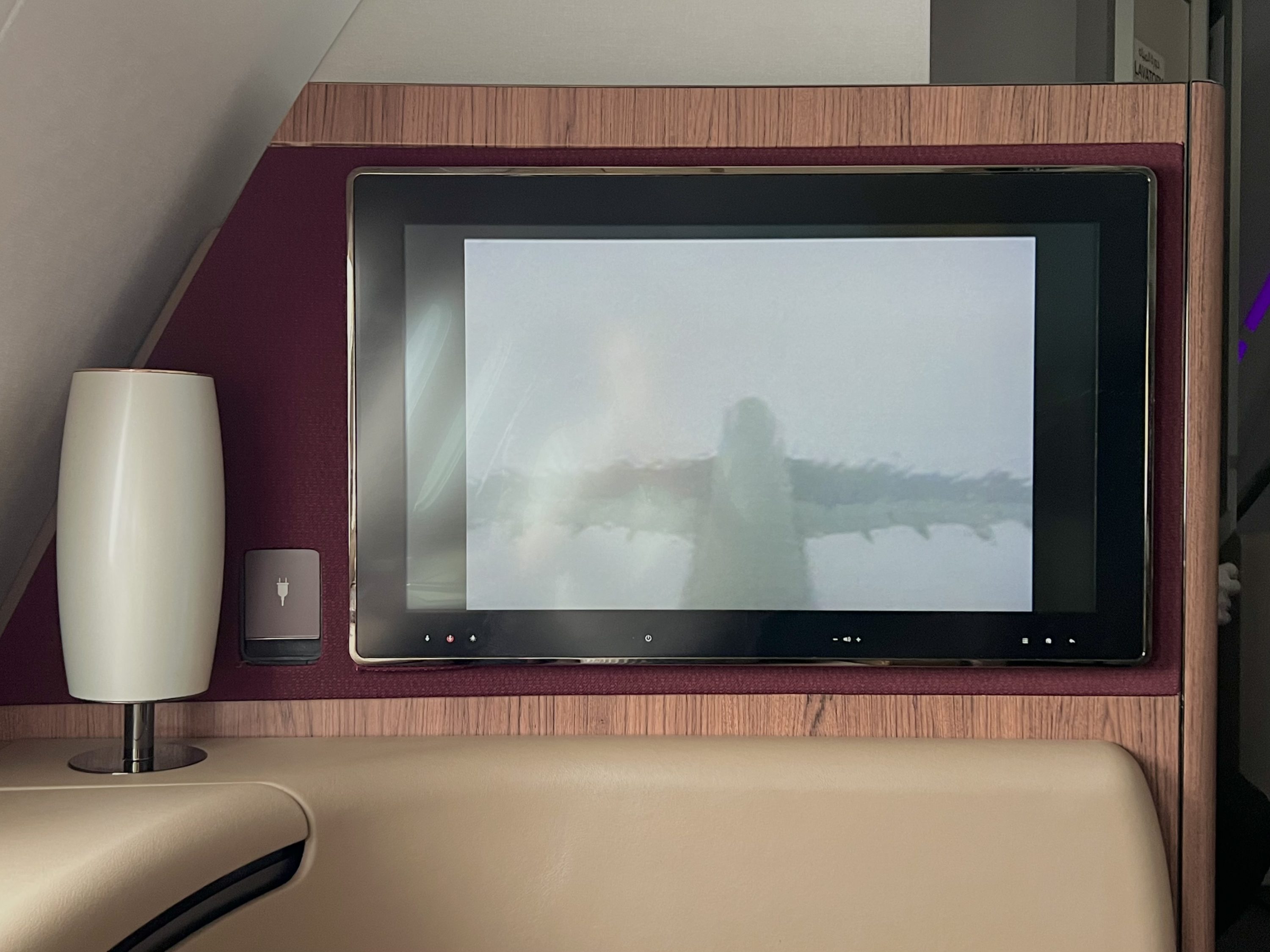 Qatar Airways Airbus A380 first class IFE tail cam