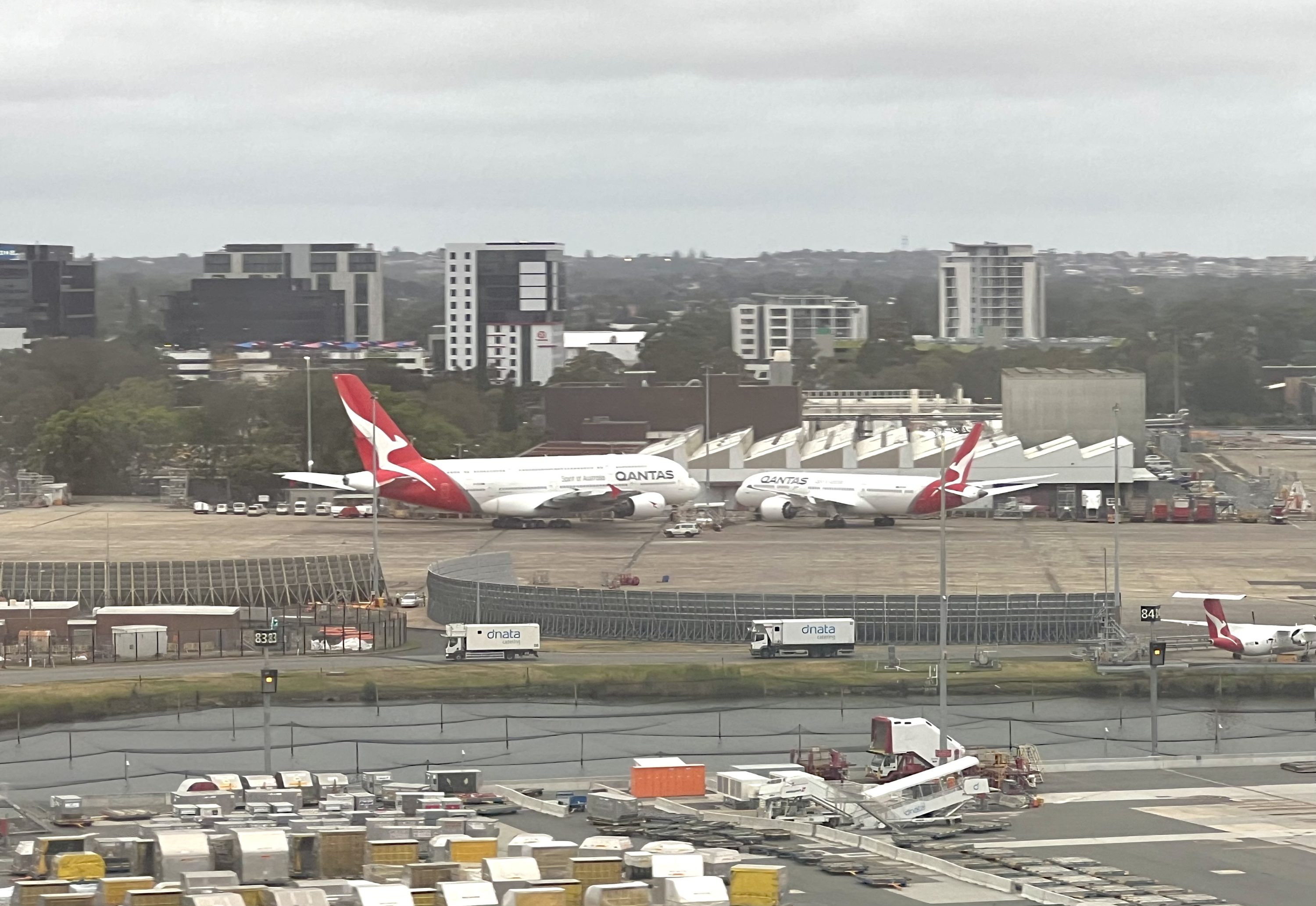 Qatar Airways Airbus A380 first class Qantas aircraft at SYD