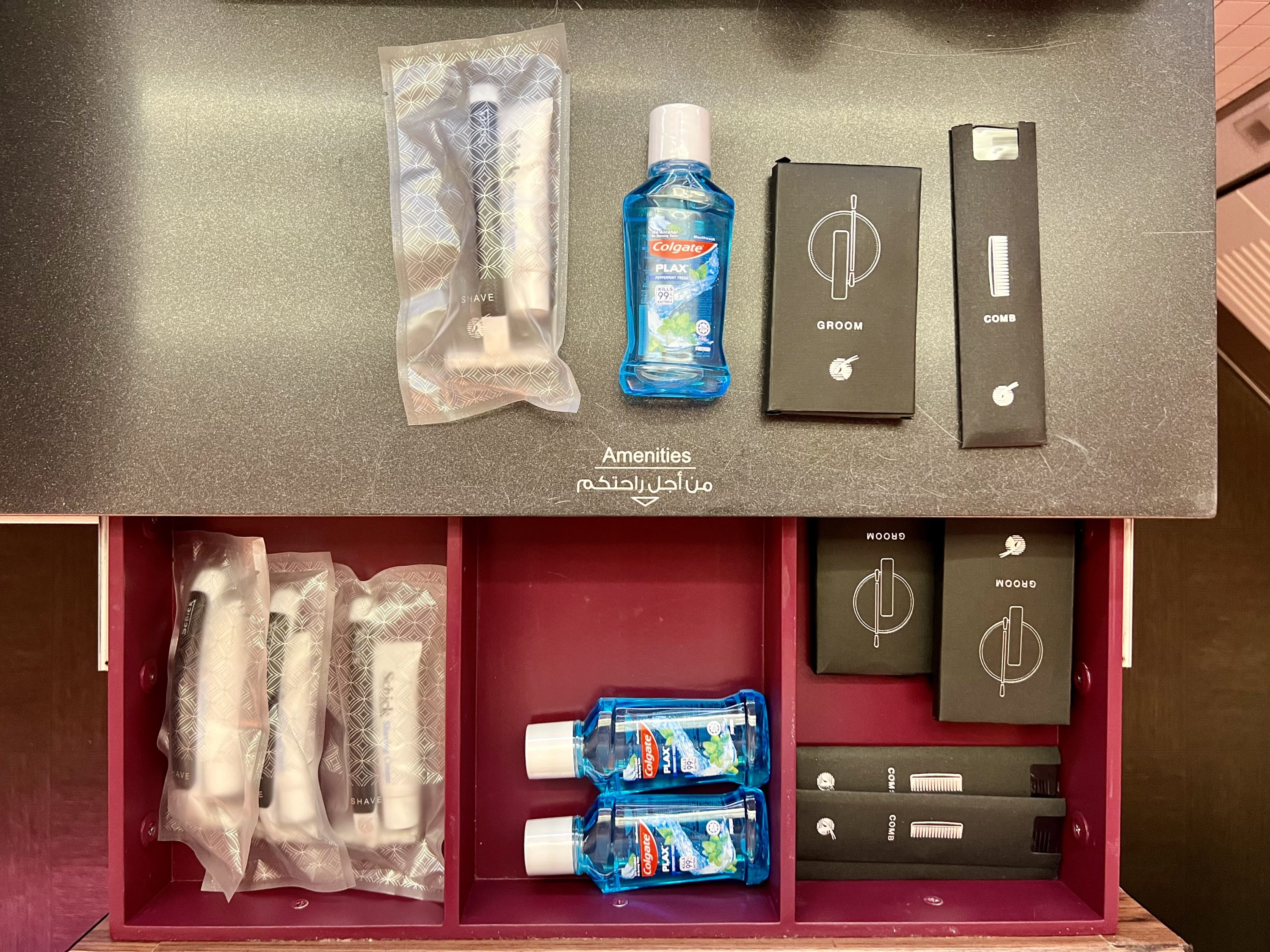 Qatar Airways Airbus A380 first class bathroom amenities