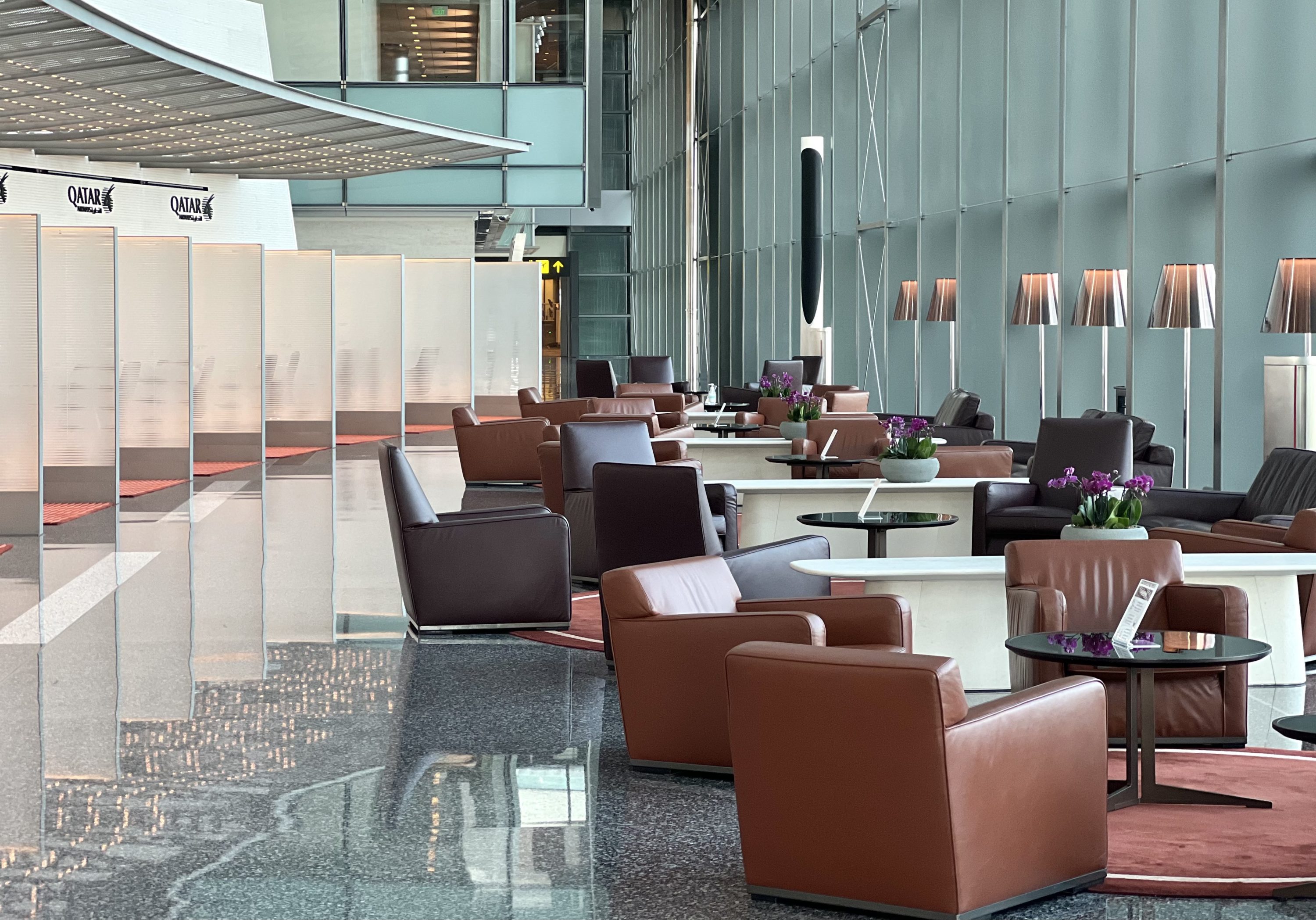 Qatar Airways Airbus A380 first class check in area