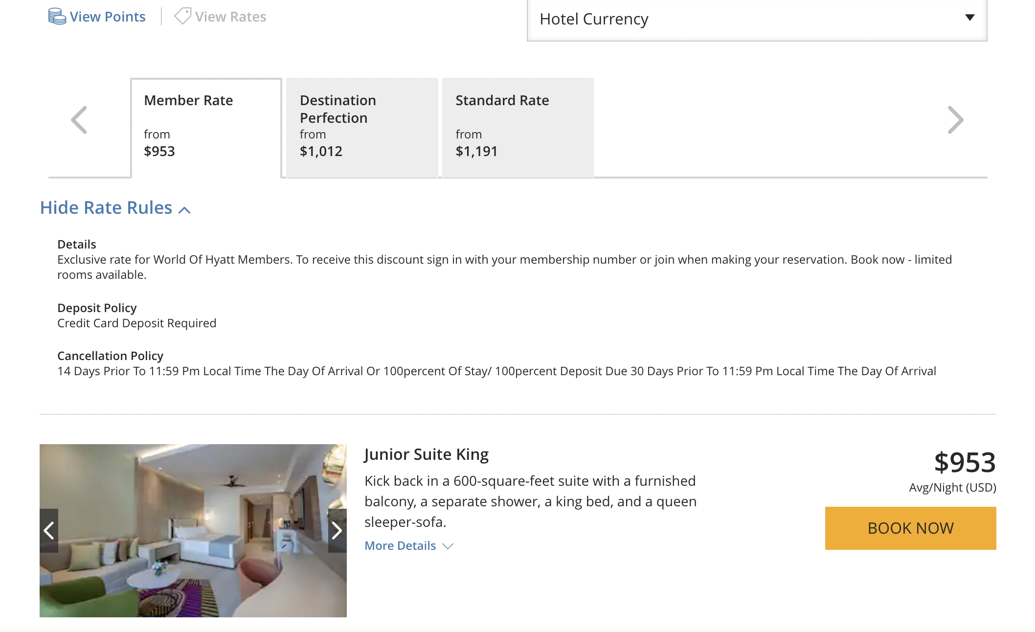 Hyatt Ziva Cap Cana cash rates