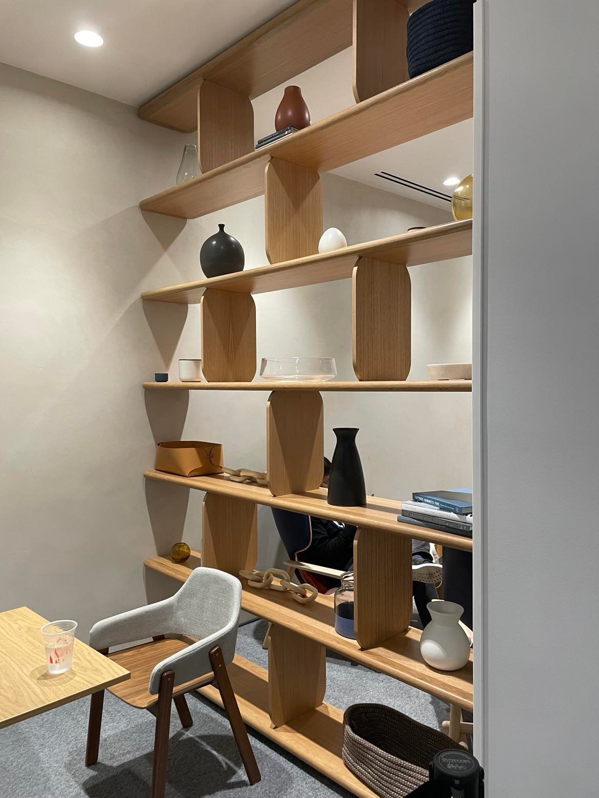 Shelving and tables at the Houston Galleria Capital One Café