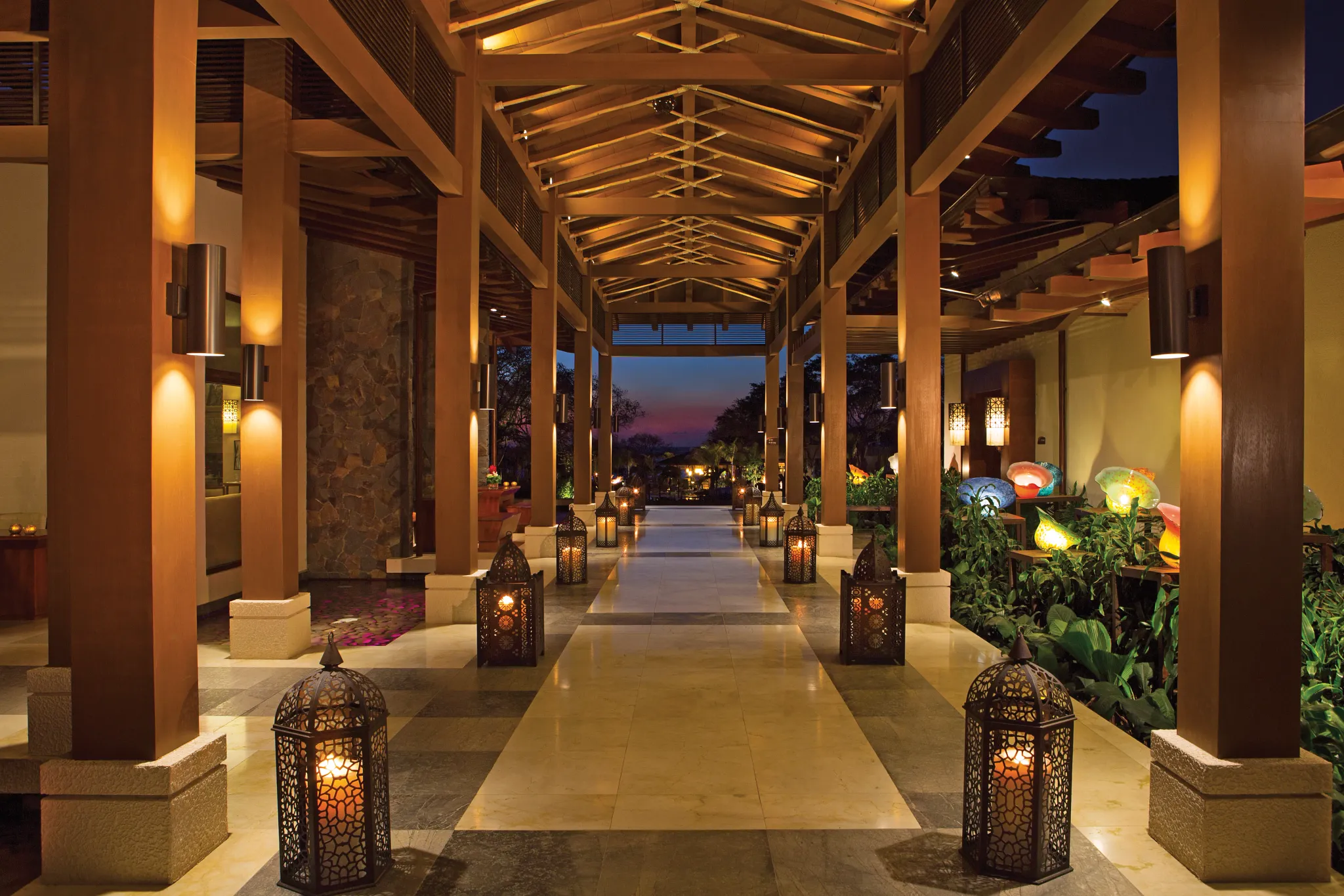 The lobby at Dreams Las Mareas in Costa Rica