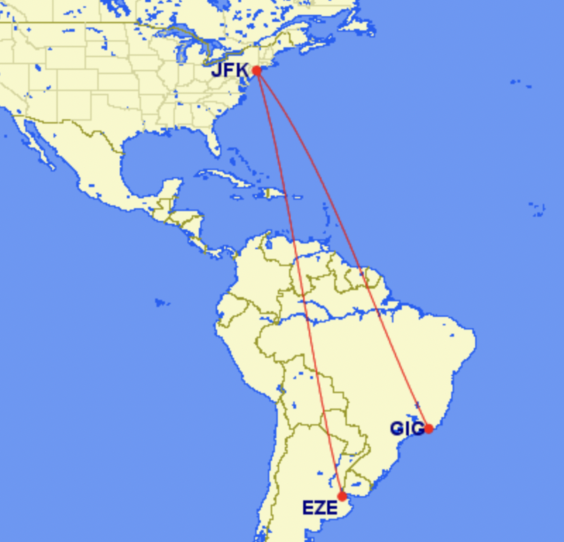 Delta JFK services to EZE and GIG