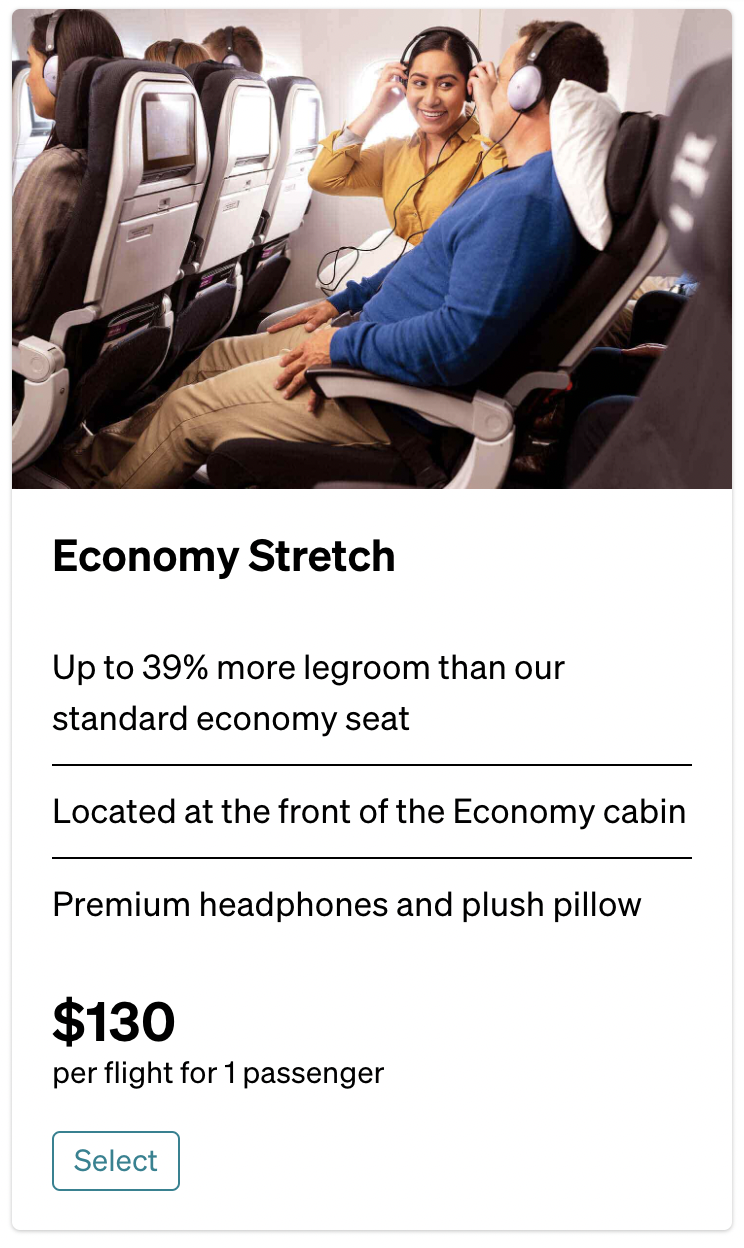 Economy Stretch upgrade option