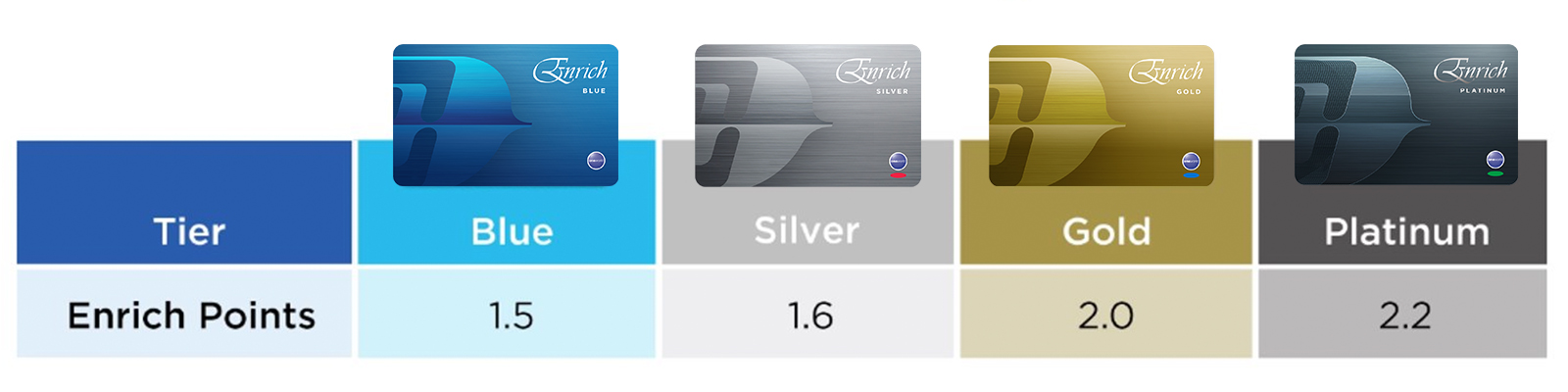 Enrich Points earning table