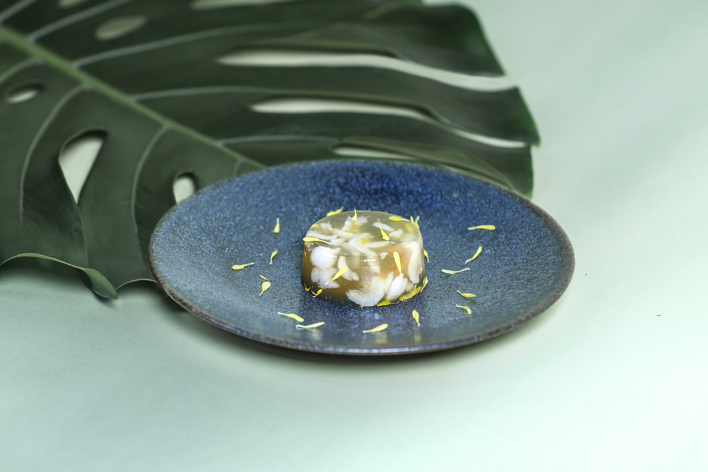 Chrysanthemum and longan jelly dessert served on Cathay Pacific's Hong Kong Flavours menu.
