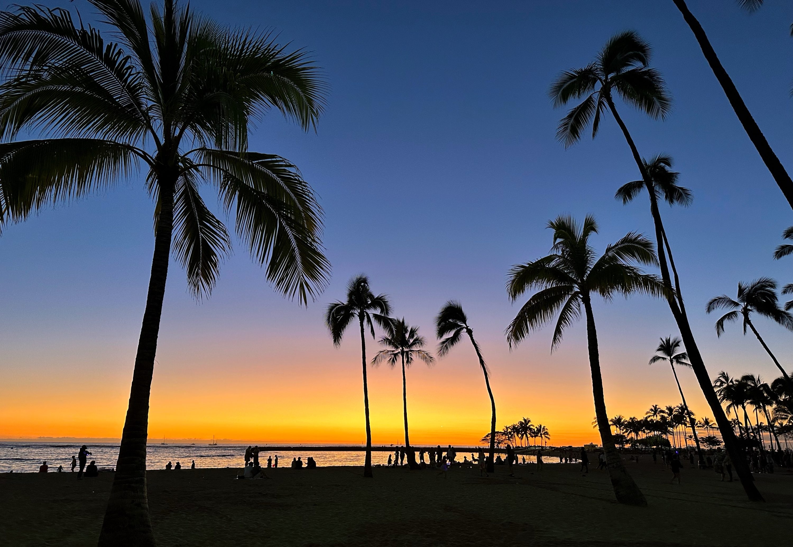 Sunset on Waikiki Beach Oahu Honolulu Hawaii