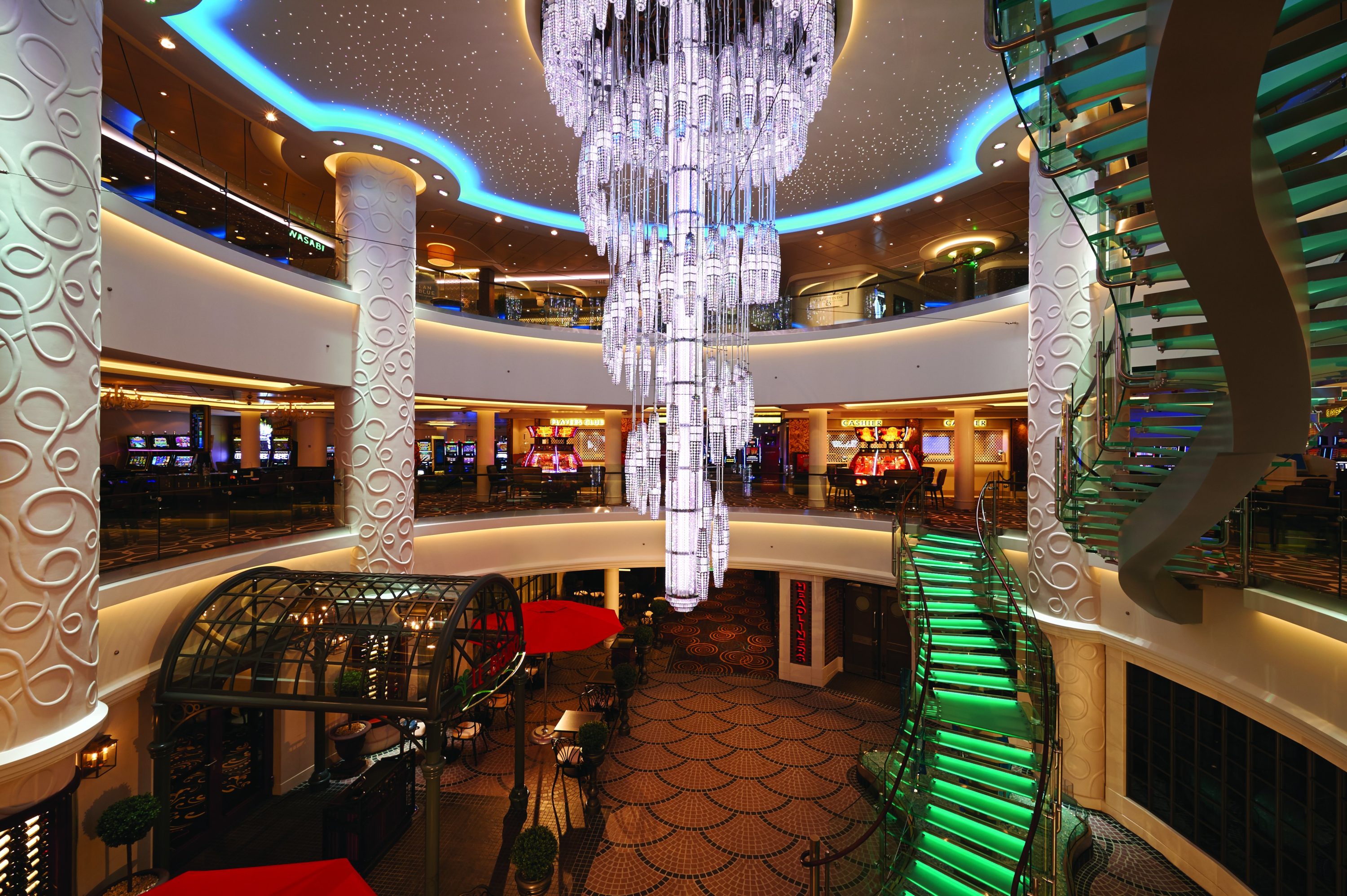 Oceanplace Restaurant interior on Norwegian Getaway. Oceanplace Restaurant interior on Norwegian Getaway.