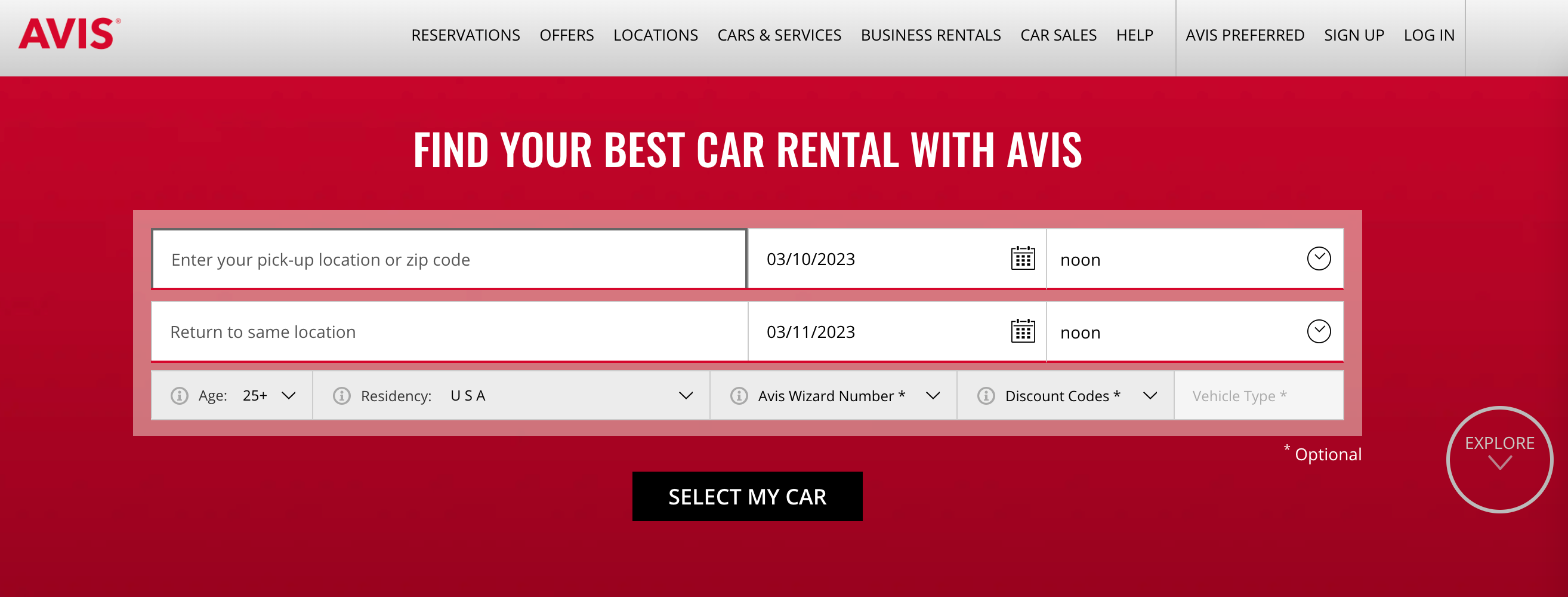 Avis home screen