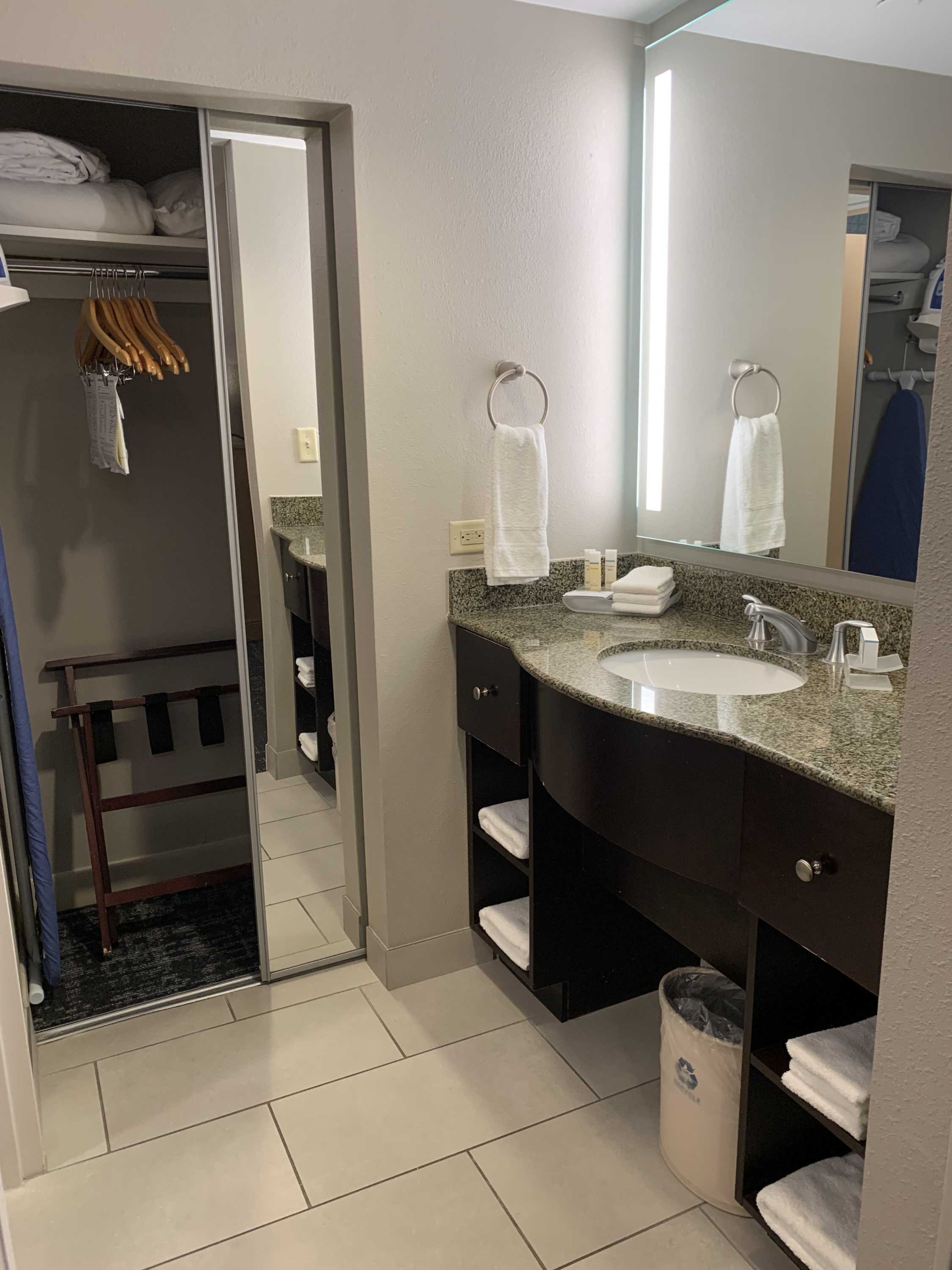 Bathroom closet at Homewood Suites Austin Round Rock