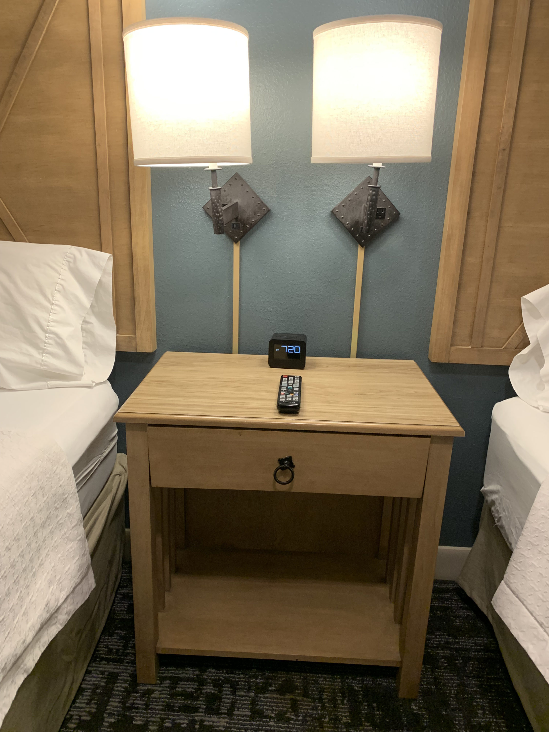 Bedside lights in the bedroom at Homewood Suites Austin Round Rock