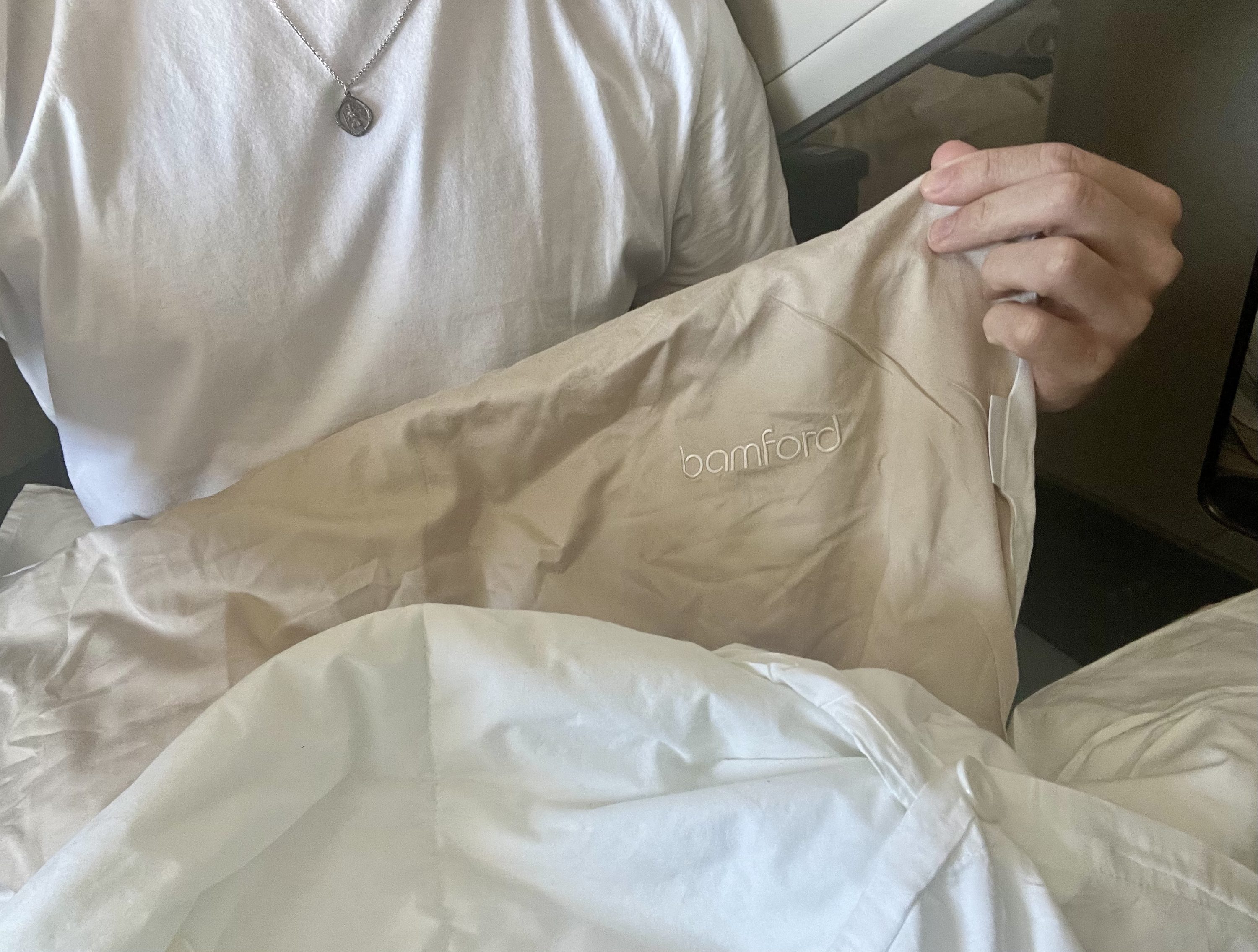 Cathay Pacific Airbus A35k business class Bamford bedding