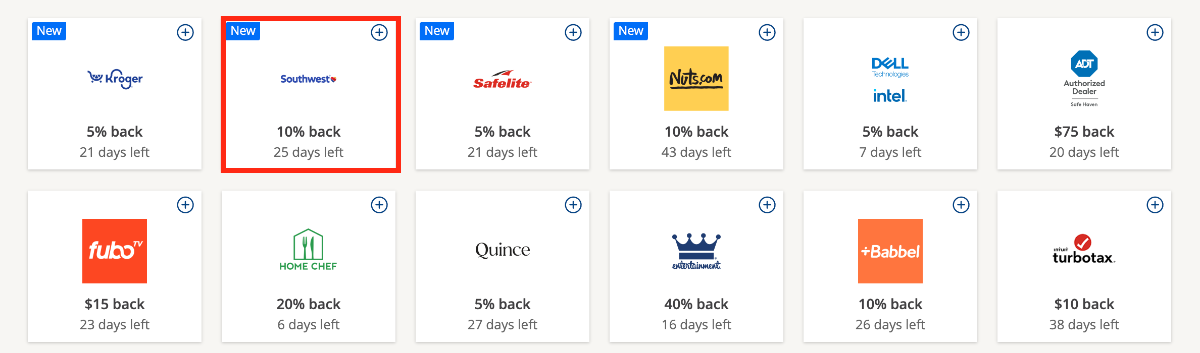 Chase Offers on Southwest credit card