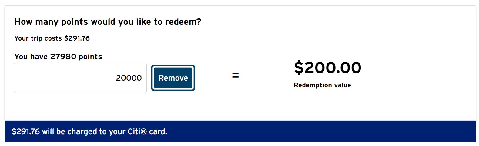 Citi Travel car point redemption