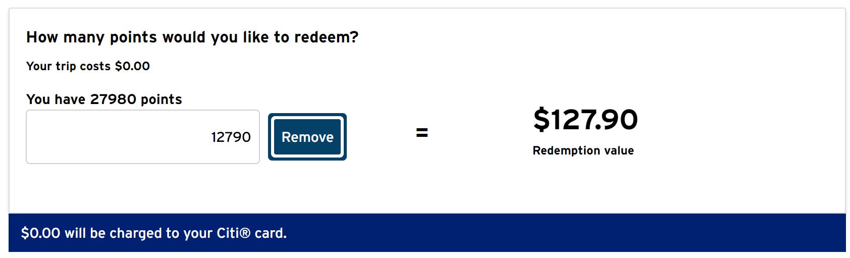 Citi Travel flight point redemption