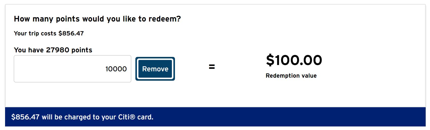 Citi Travel hotel point redemption
