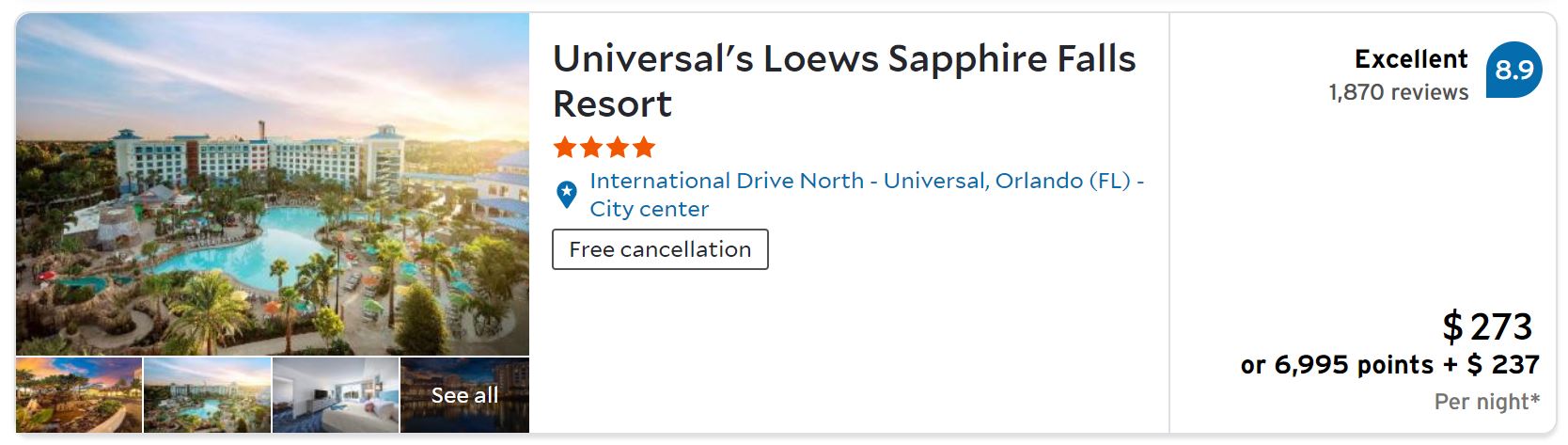 Citi Travel hotel search results
