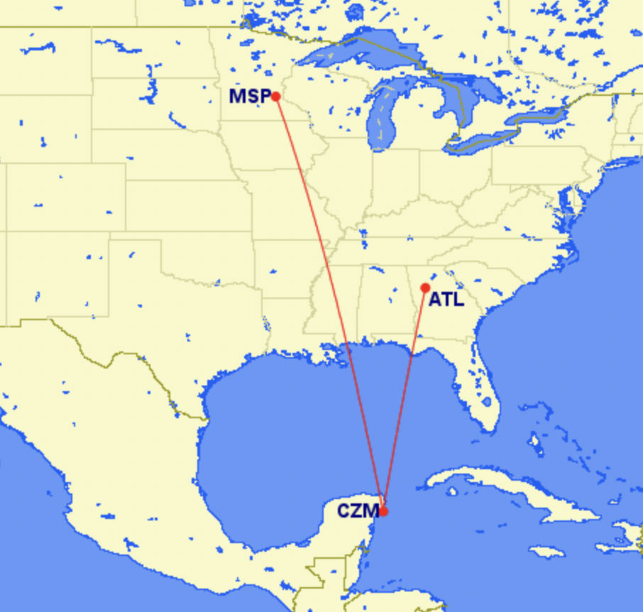 Delta Routes to Cozumel