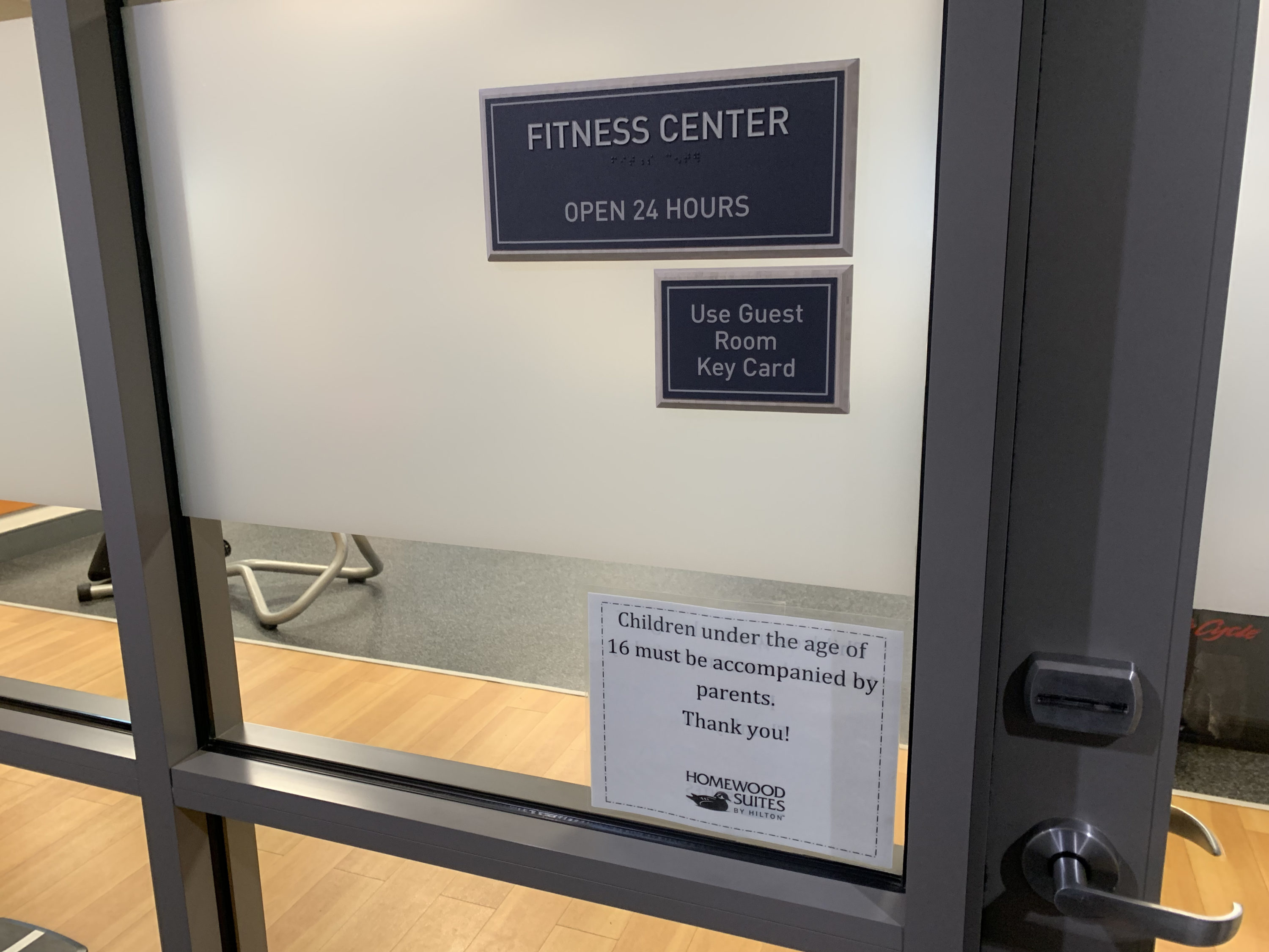 Entrance to the fitness center at Homewood Suites Austin Round Rock