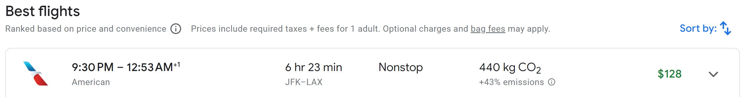 Google Flights American Airlines
