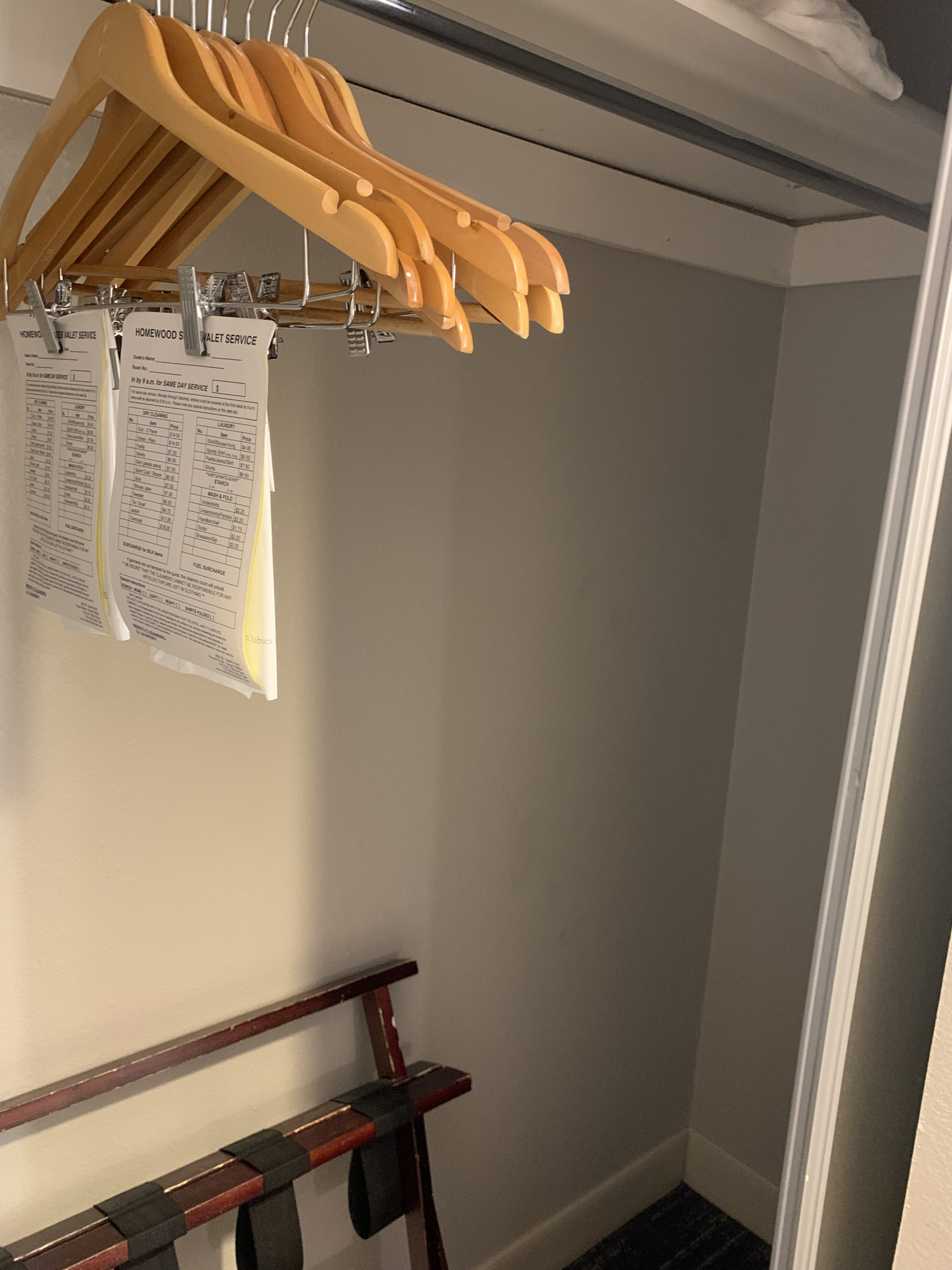 Guestroom closet at Homewood Suites Austin Round Rock