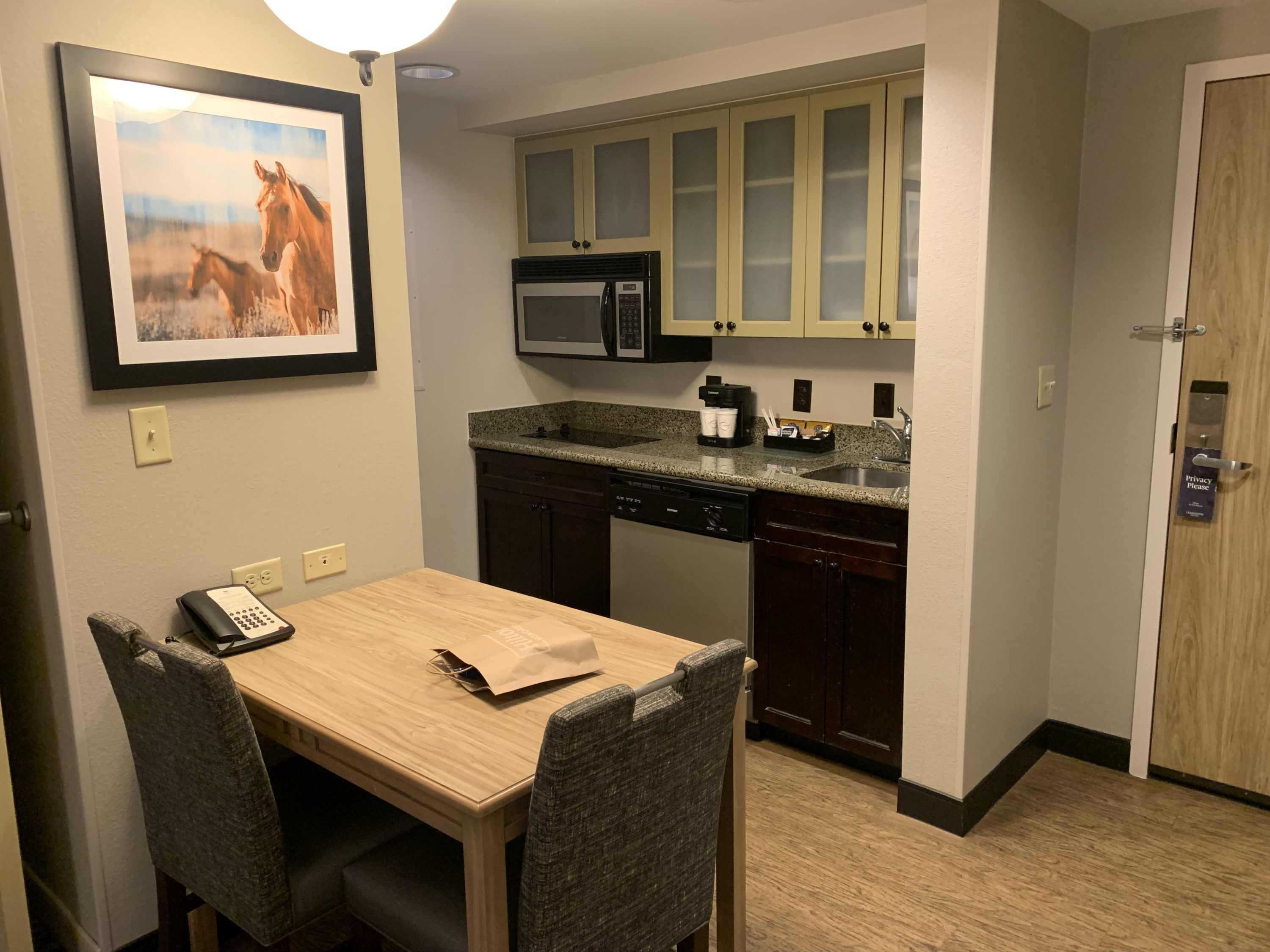 Kitchen in the guestroom at Homewood Suites Austin Round Rock conv