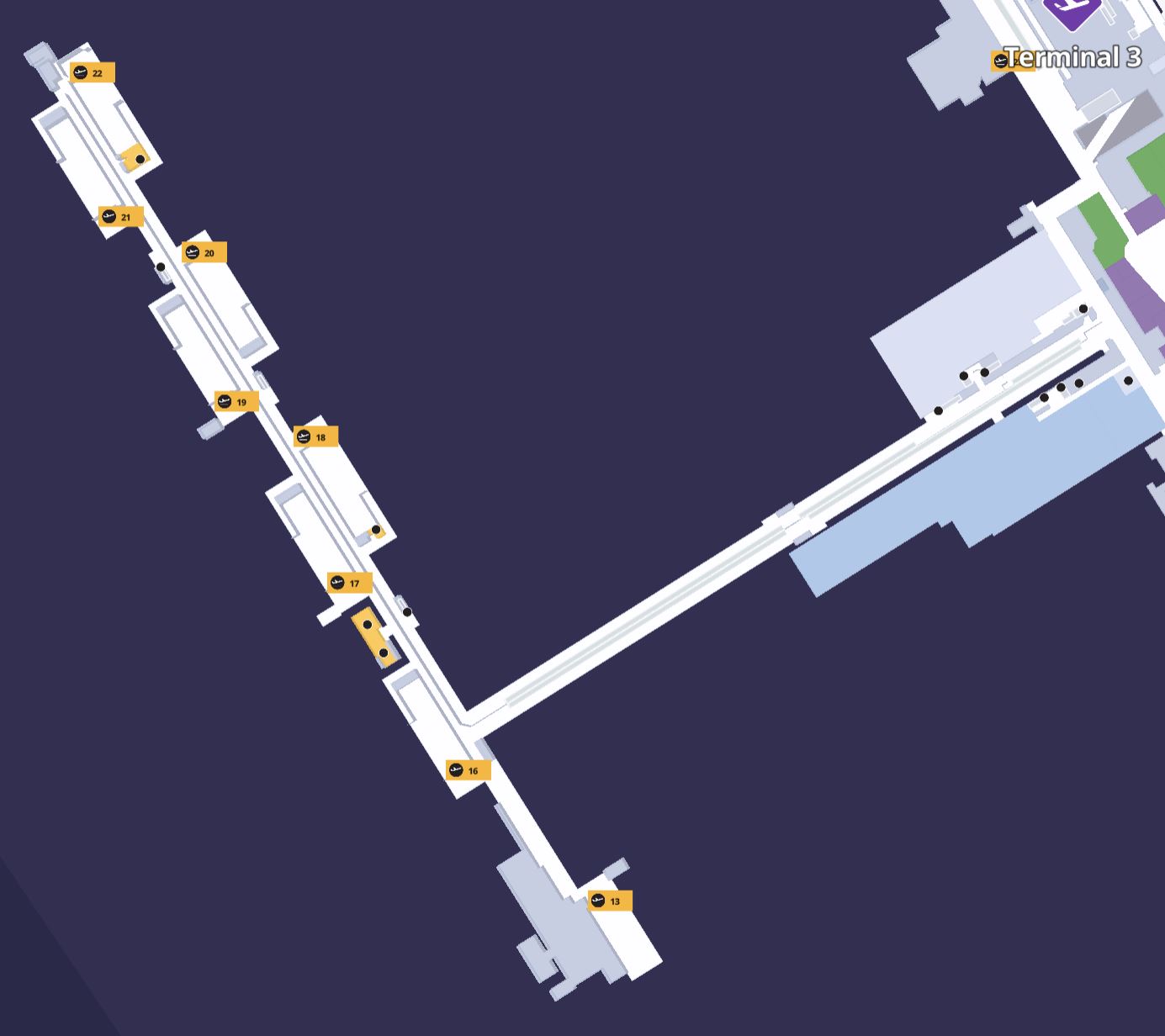 London Heathrow Airport Terminal 3 gates 13 to 22